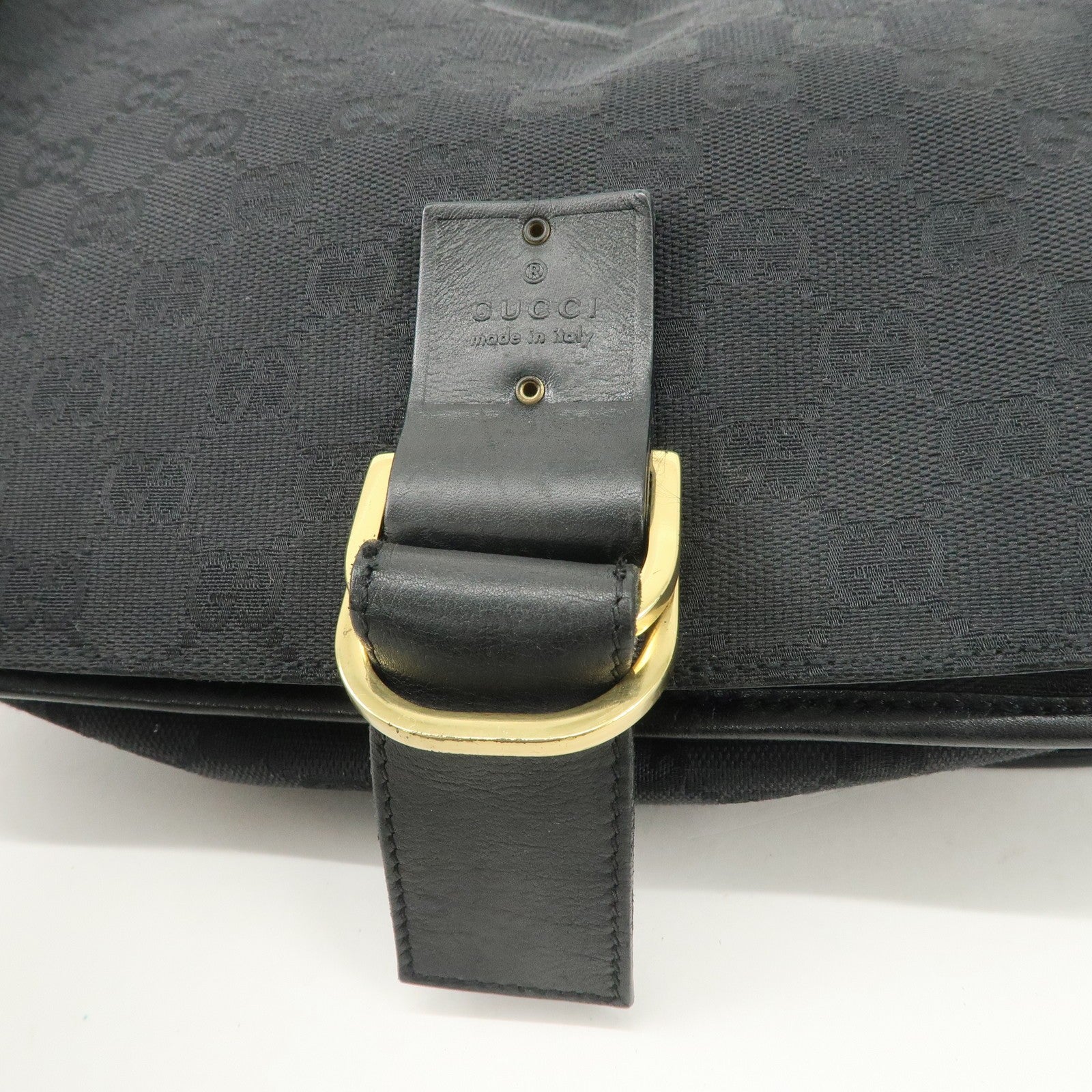 Gucci GG Canvas Leather semi Shoulder Bag - Black, Canvas
