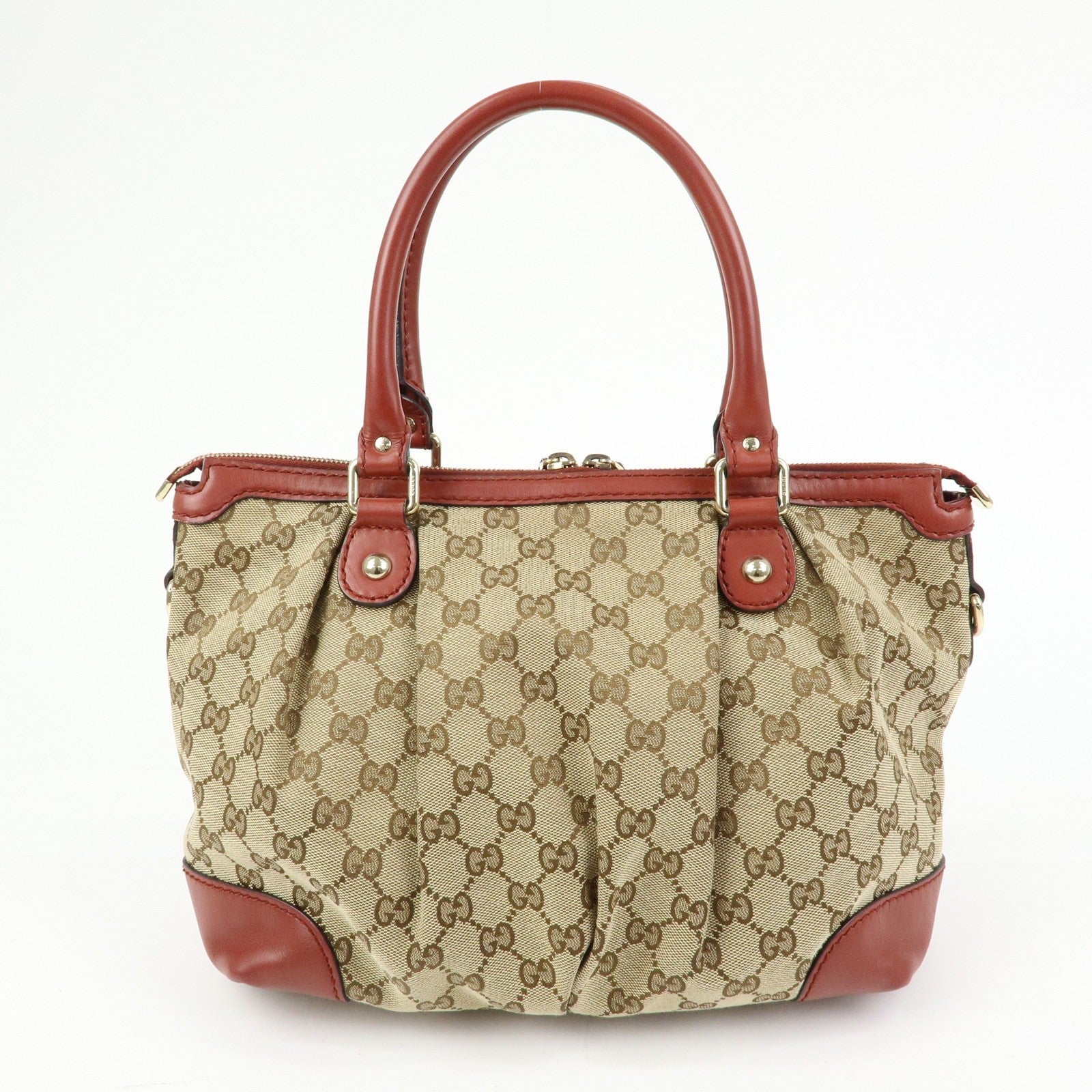 Gucci 2 Way Bag - Beige, Canvas Leather