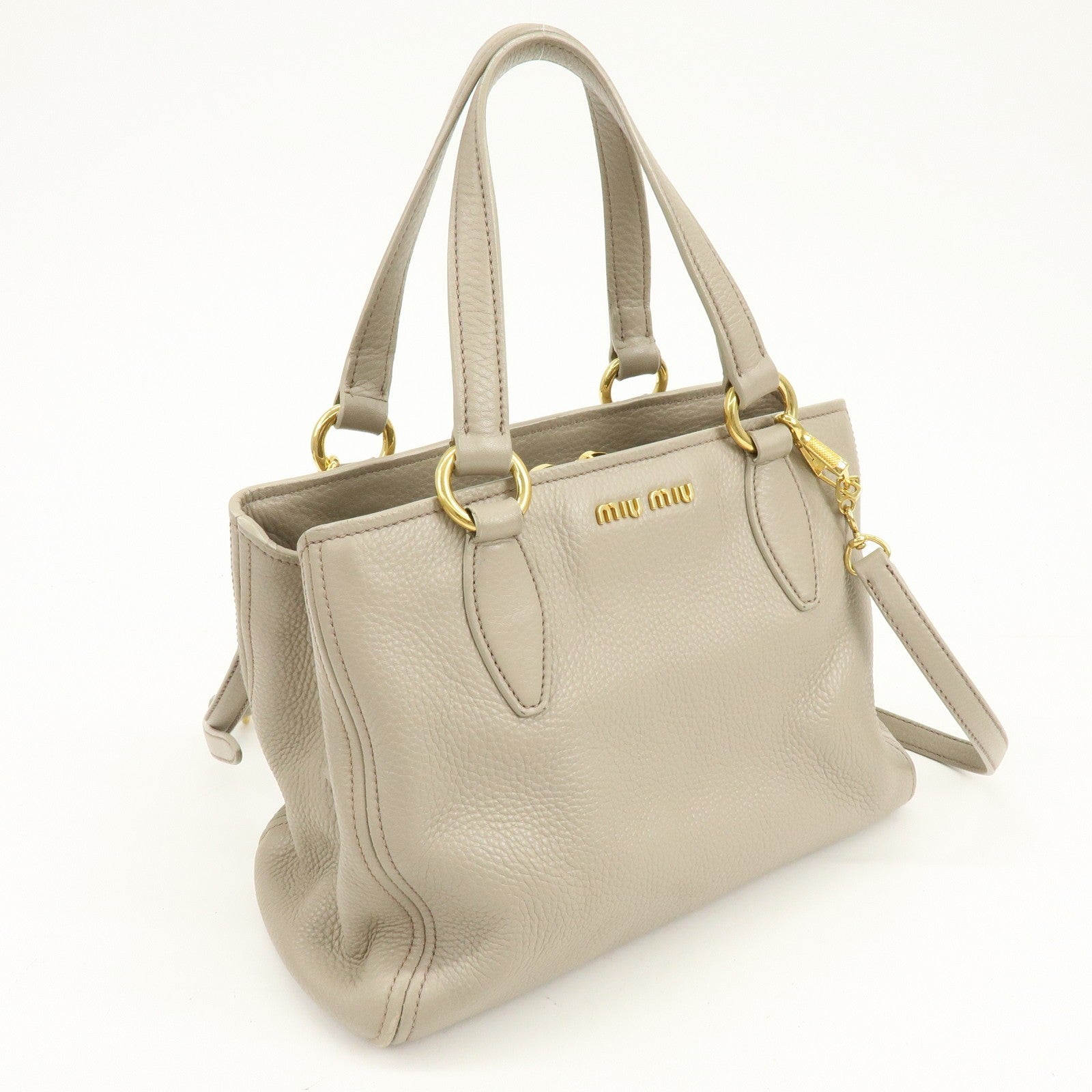 Miu Miu RN0757 Hand Bag - Beige, Leather