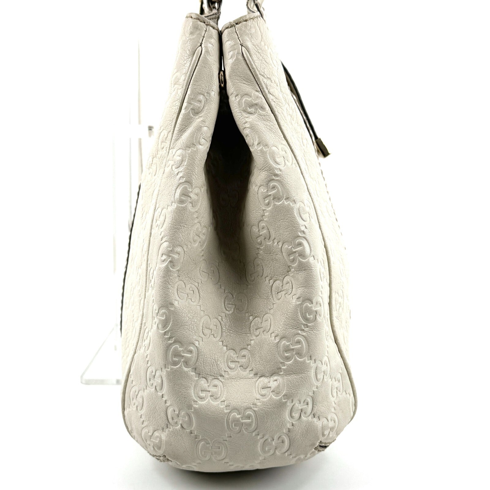 Gucci Tote Shoulder Hand Bag - White, Leather