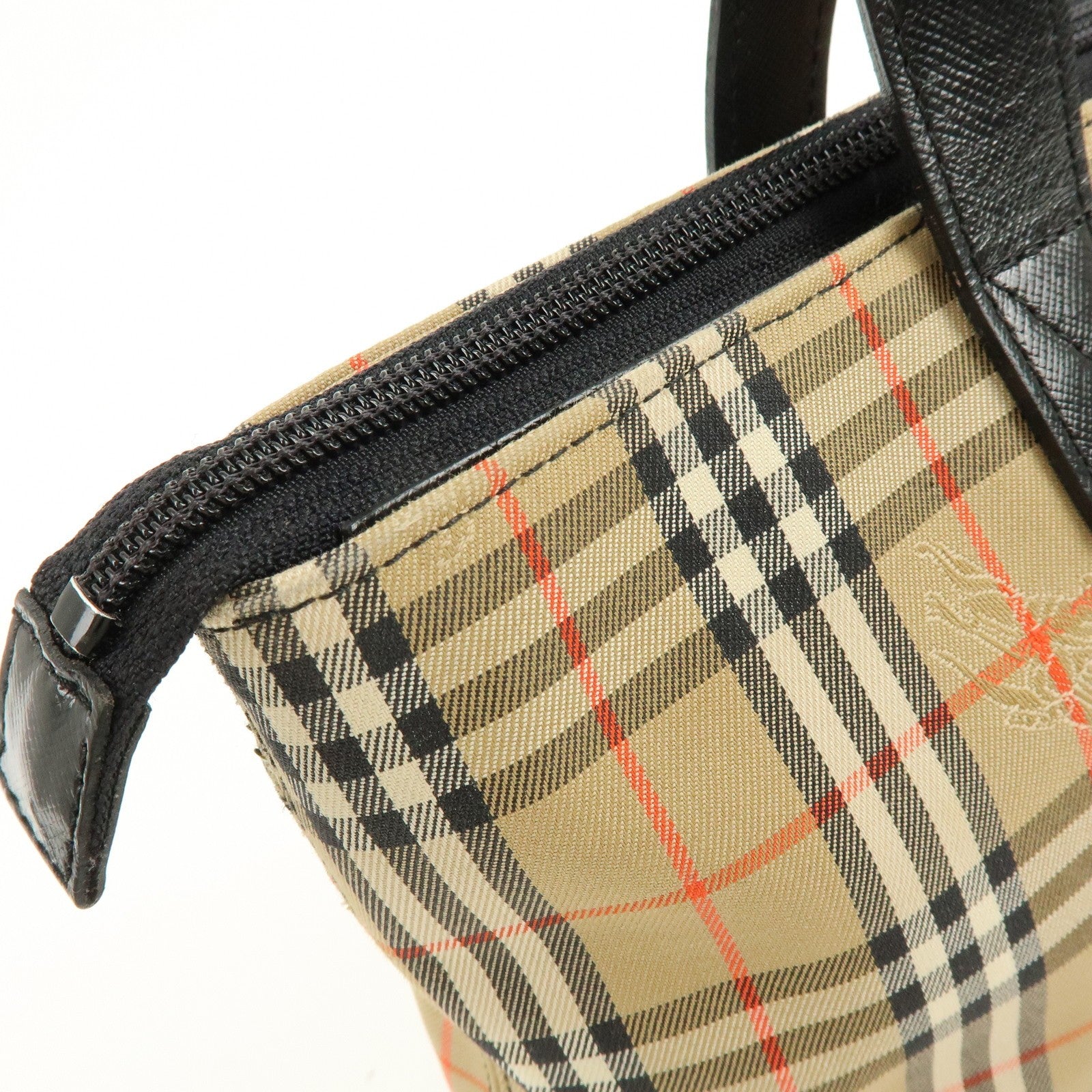 Burberry Nova Plaid Tote Bag - Brown, Black, Canvas, Leather