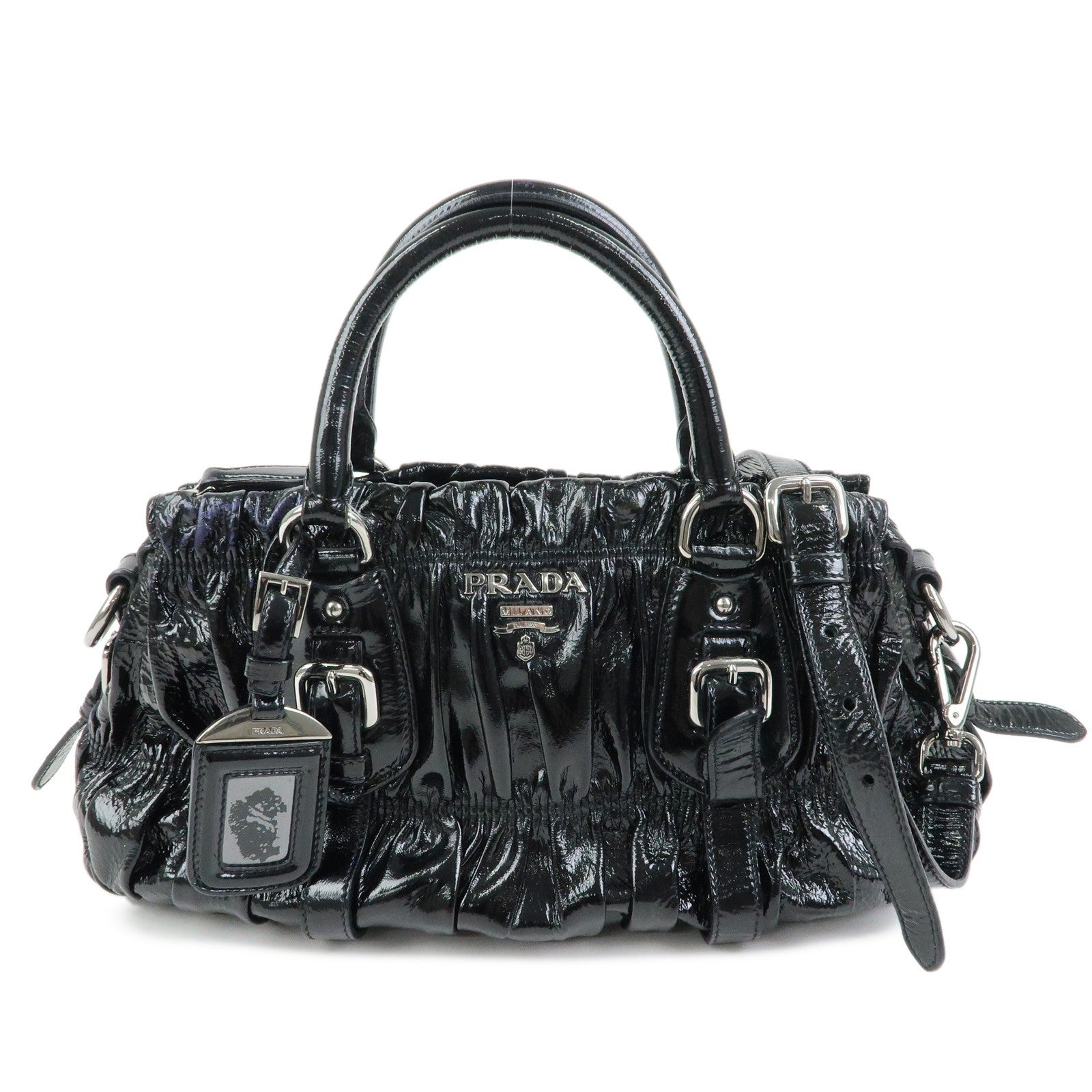 Prada 2 Way Bag Handbag - Black, Patent Leather