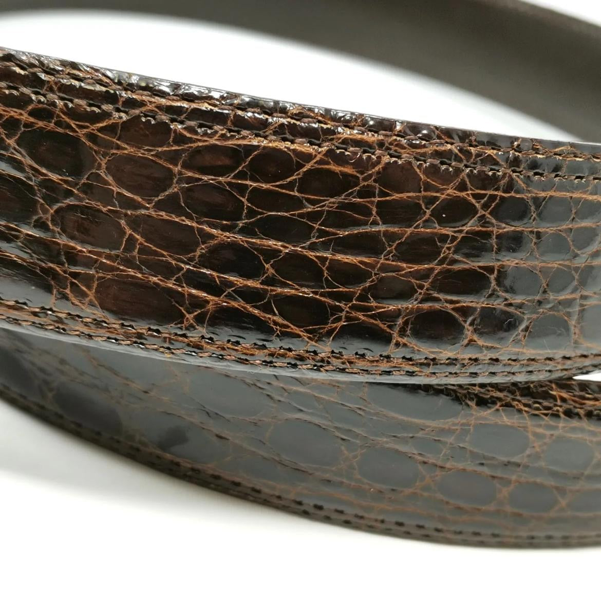 Saint Laurent Brown Croco Belt