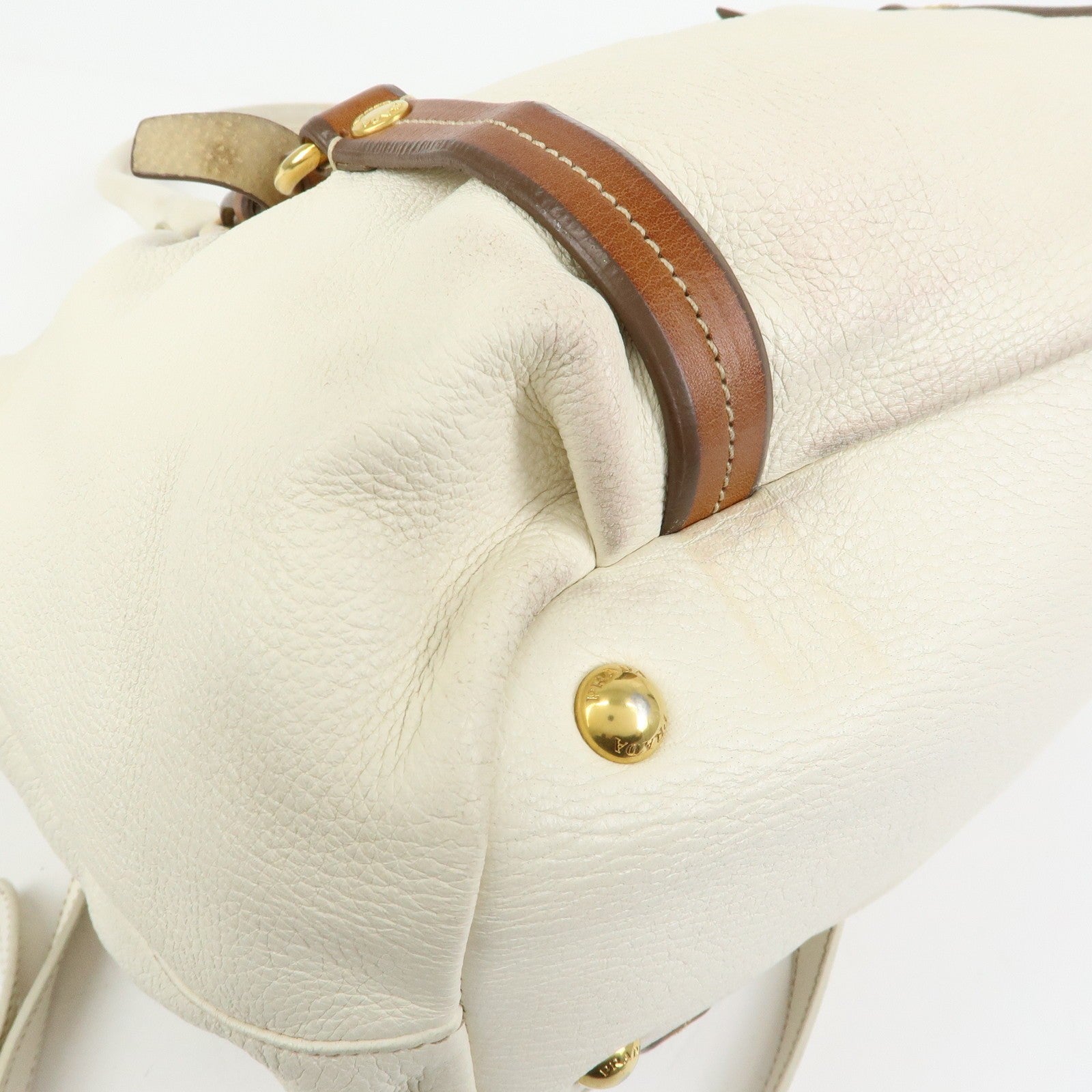 Prada BN1773 Hand Bag - Ivory Brown, Leather