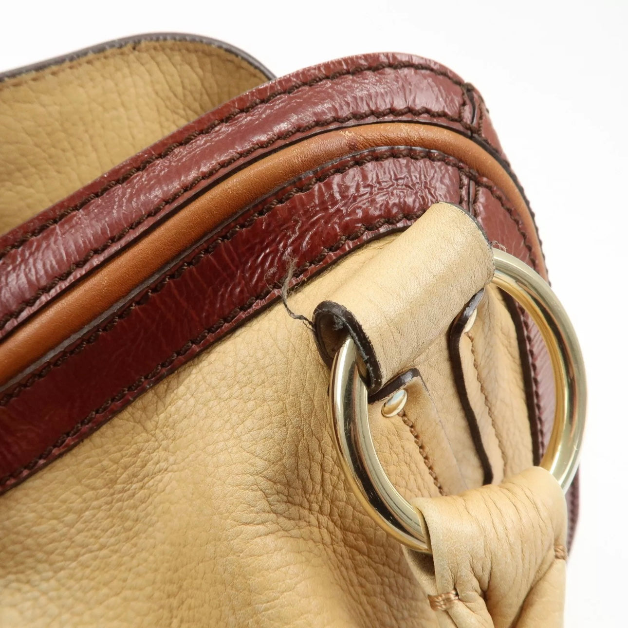 CELINE Bitter Sweet Leather Shoulder Bag Beige Brown Gold Hardware
