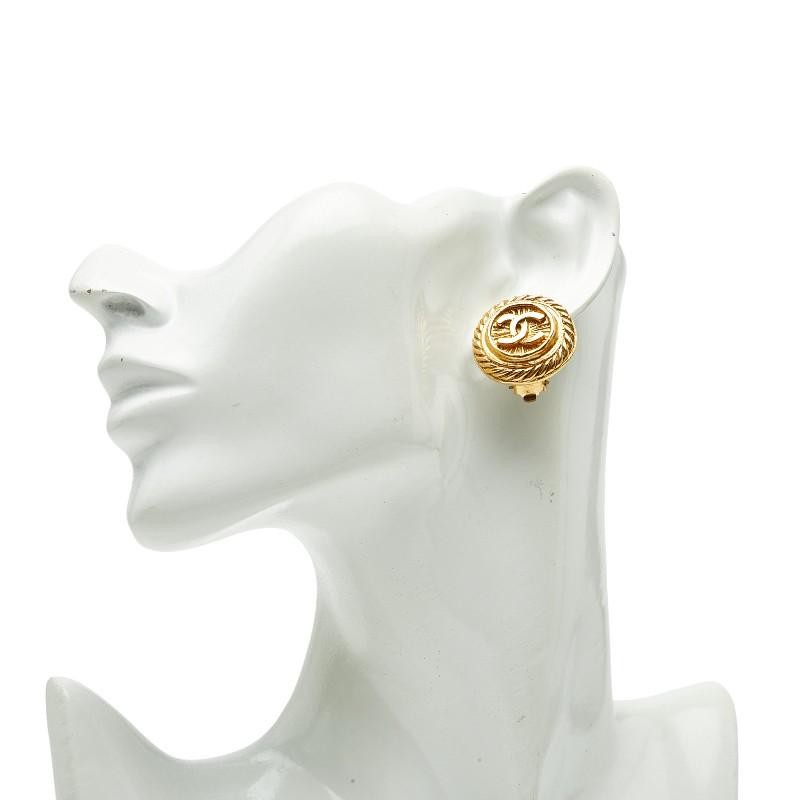 Chanel Vintage Coco Mark Earrings - Gold, Gold Plated