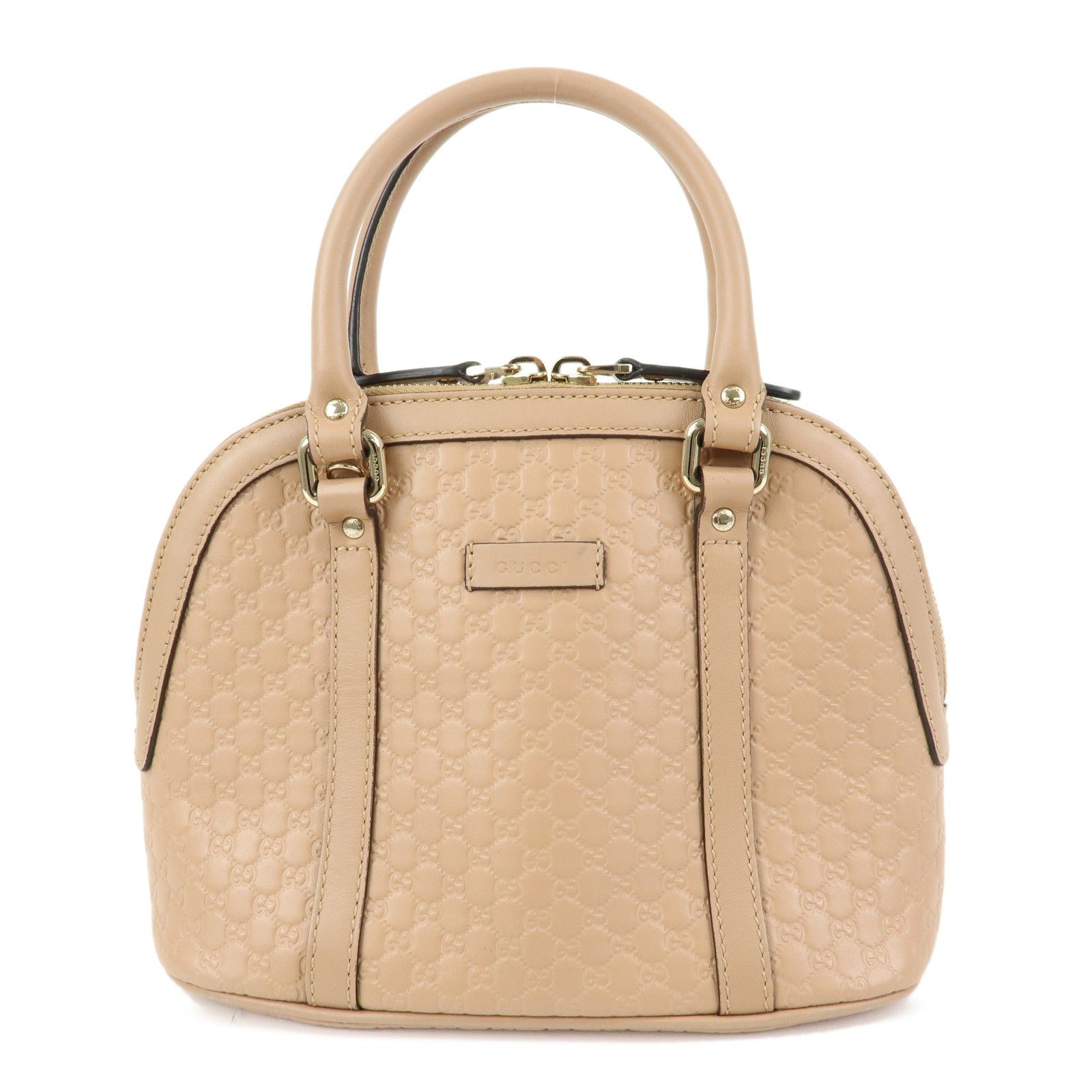 GUCCI Microguccissima Leather Bag Hand Bag Beige