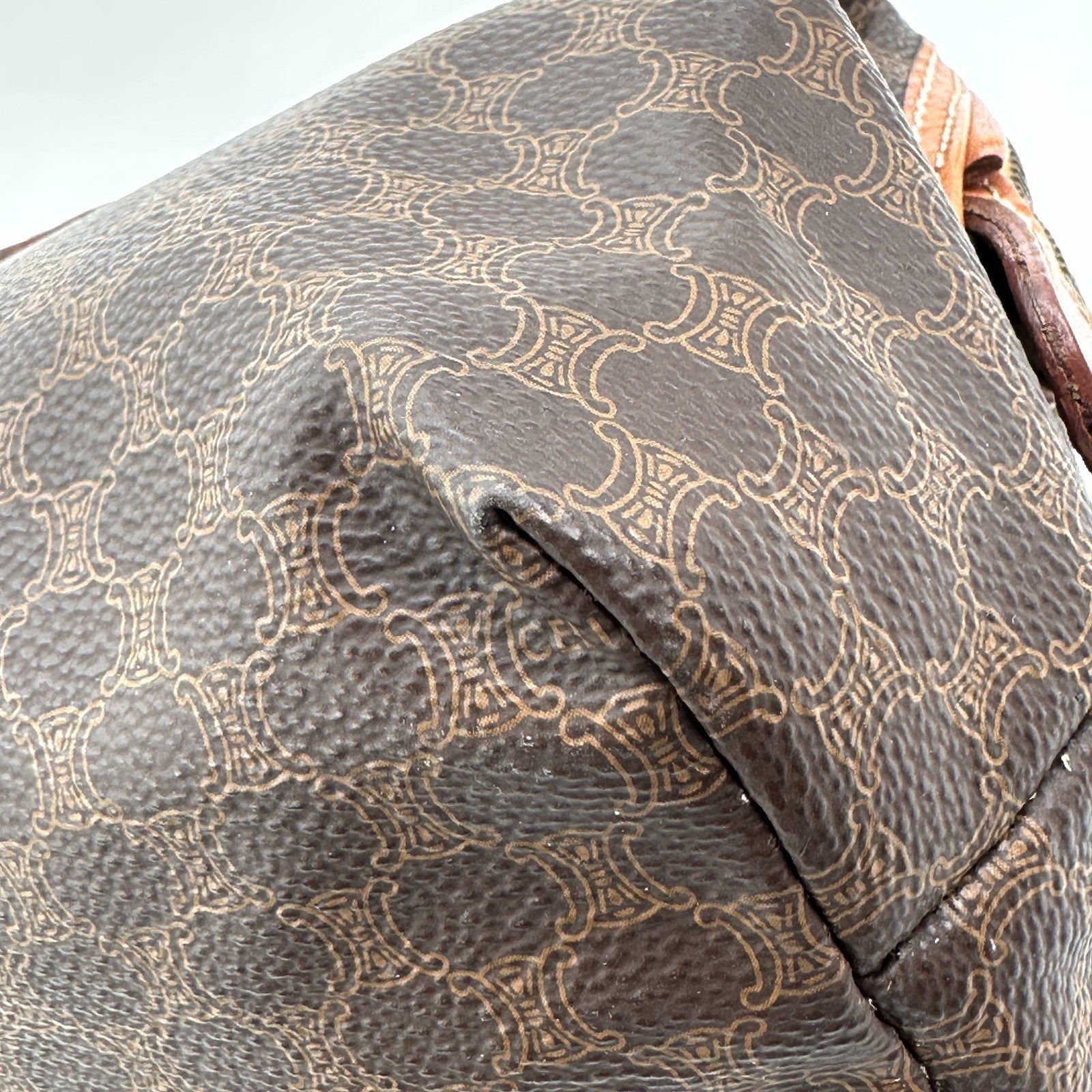 Celine Macadam Makeup Cosmetic Pouch - Brown, PVC Leather