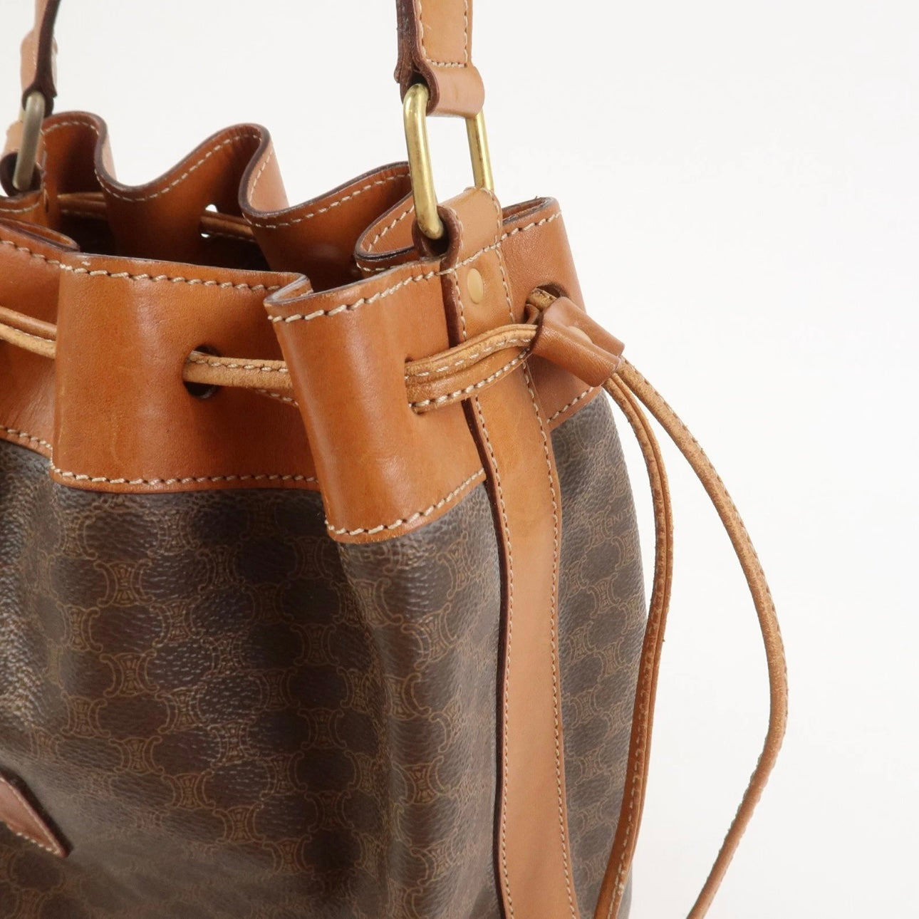 CELINE Macadam Bucket Drawstring Shoulder Bag