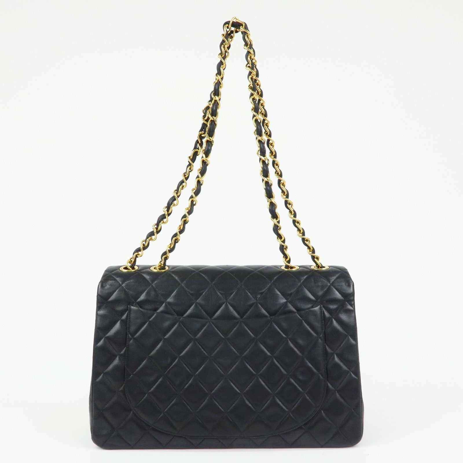 CHANEL Jumbo Matelasse 34 Lamb Skin Chain Shoulder Bag Black