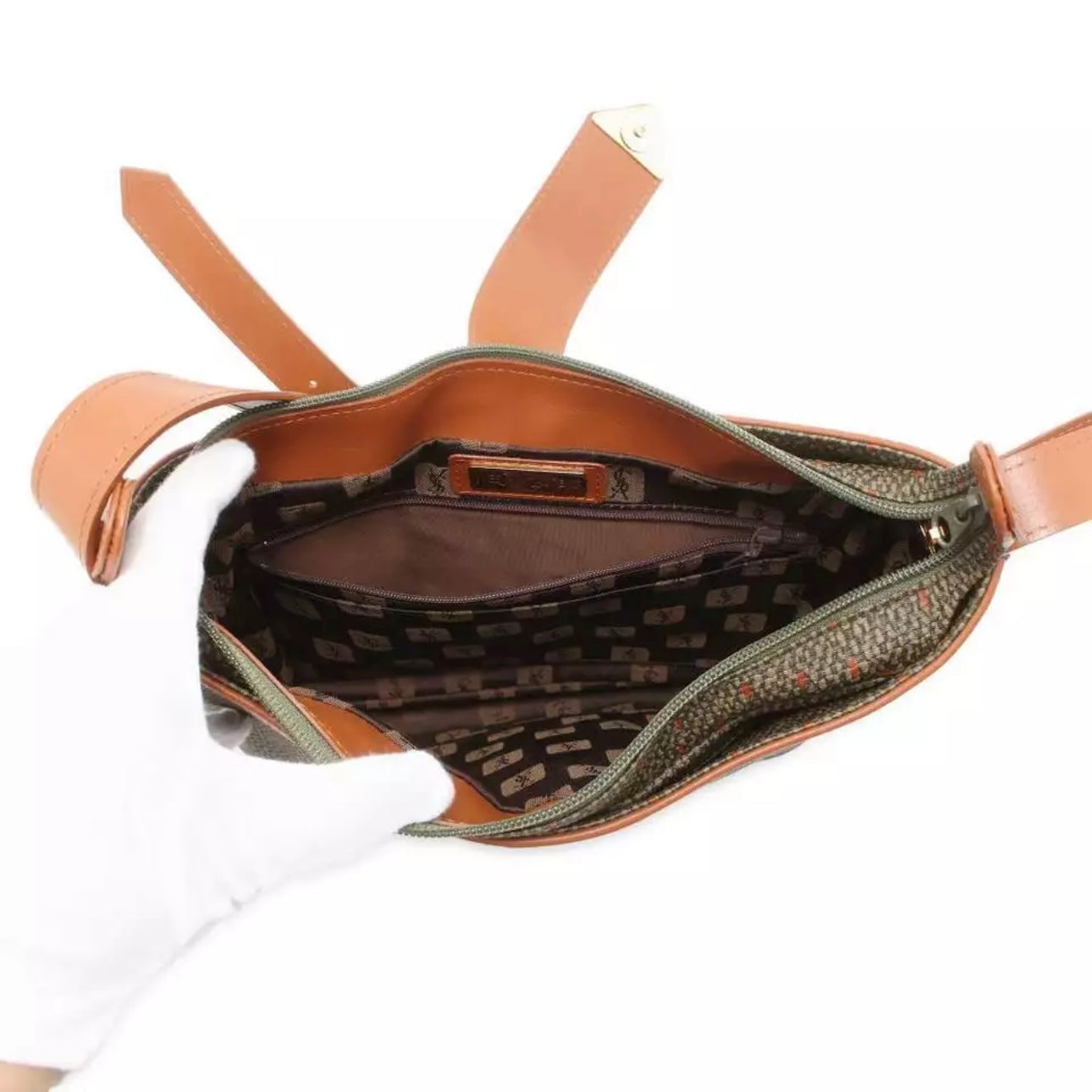 Shoulder Bag Leather Brown/Khaki
