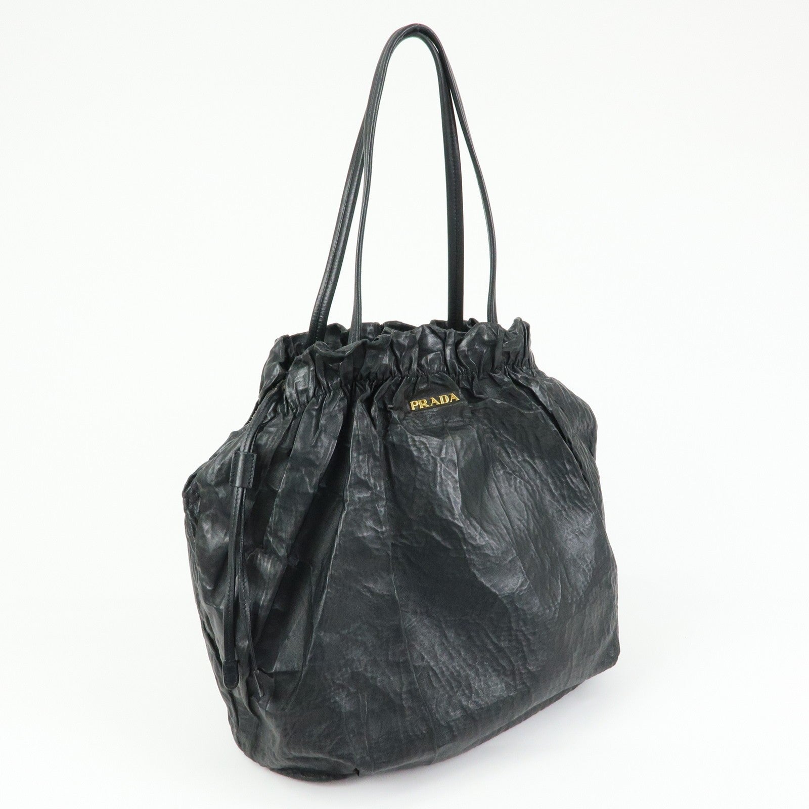 Prada Drawstring Shoulder Bag - Black, Leather
