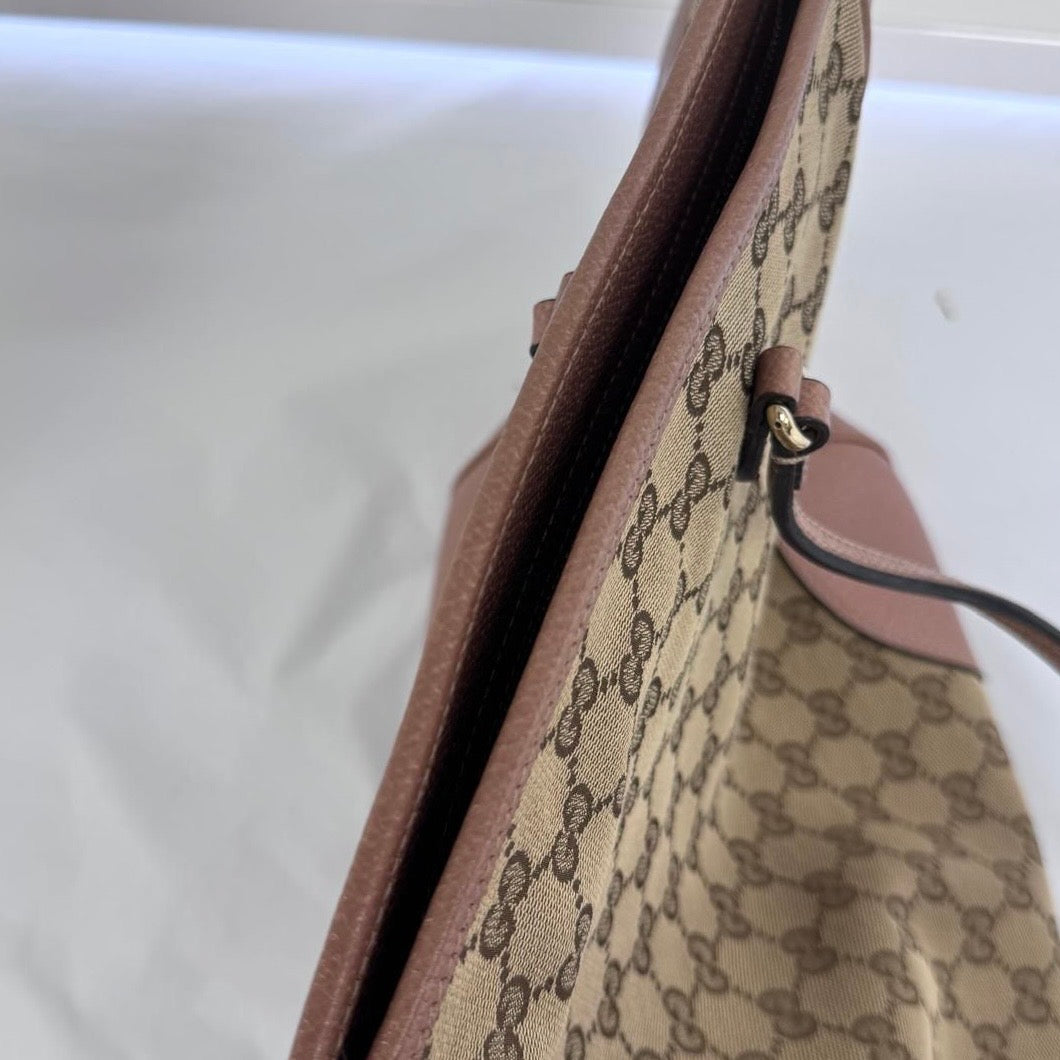 Gucci Beige Pink GG Tote Handbag