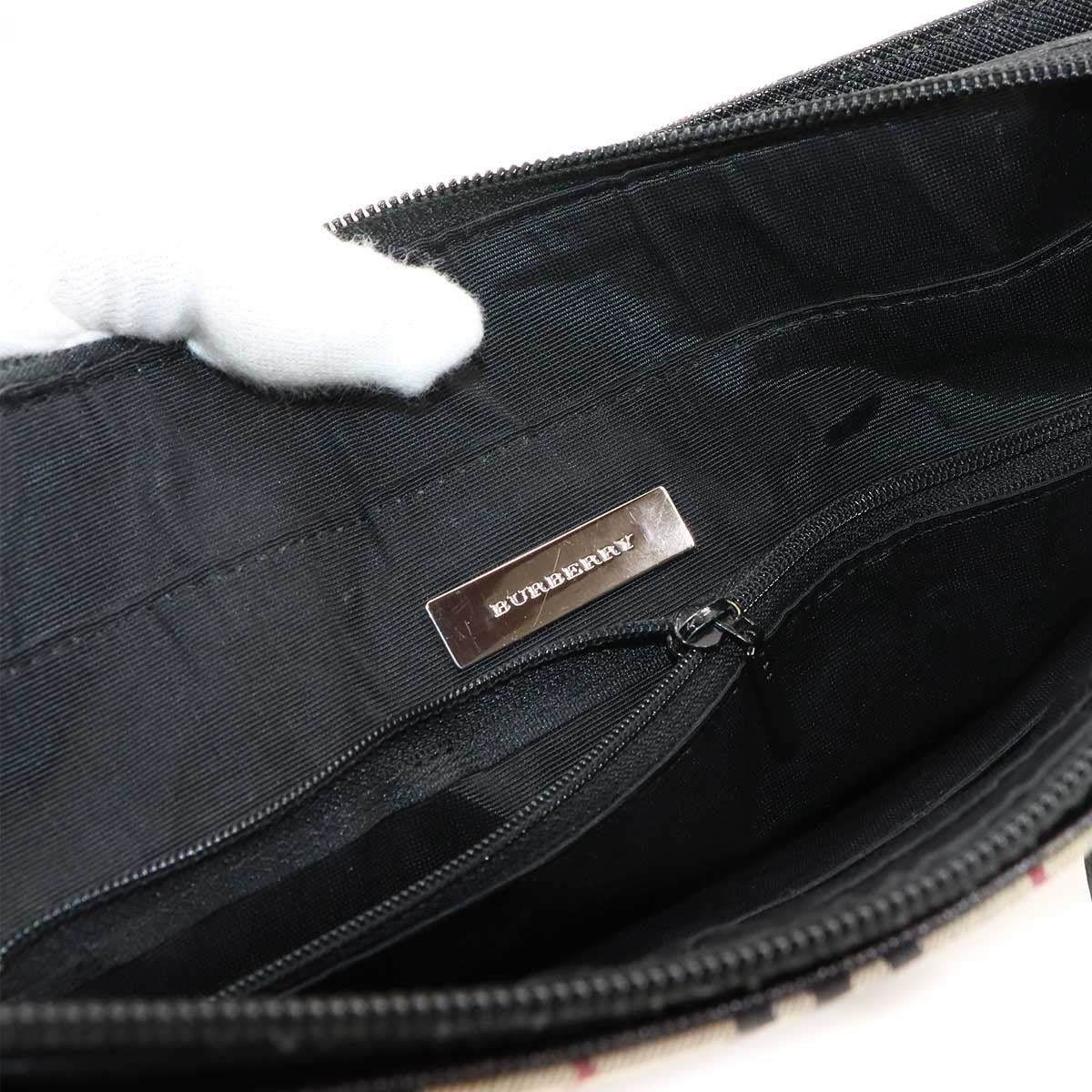 Burberry Plaid Handbag - Beige Black, Canvas Leather