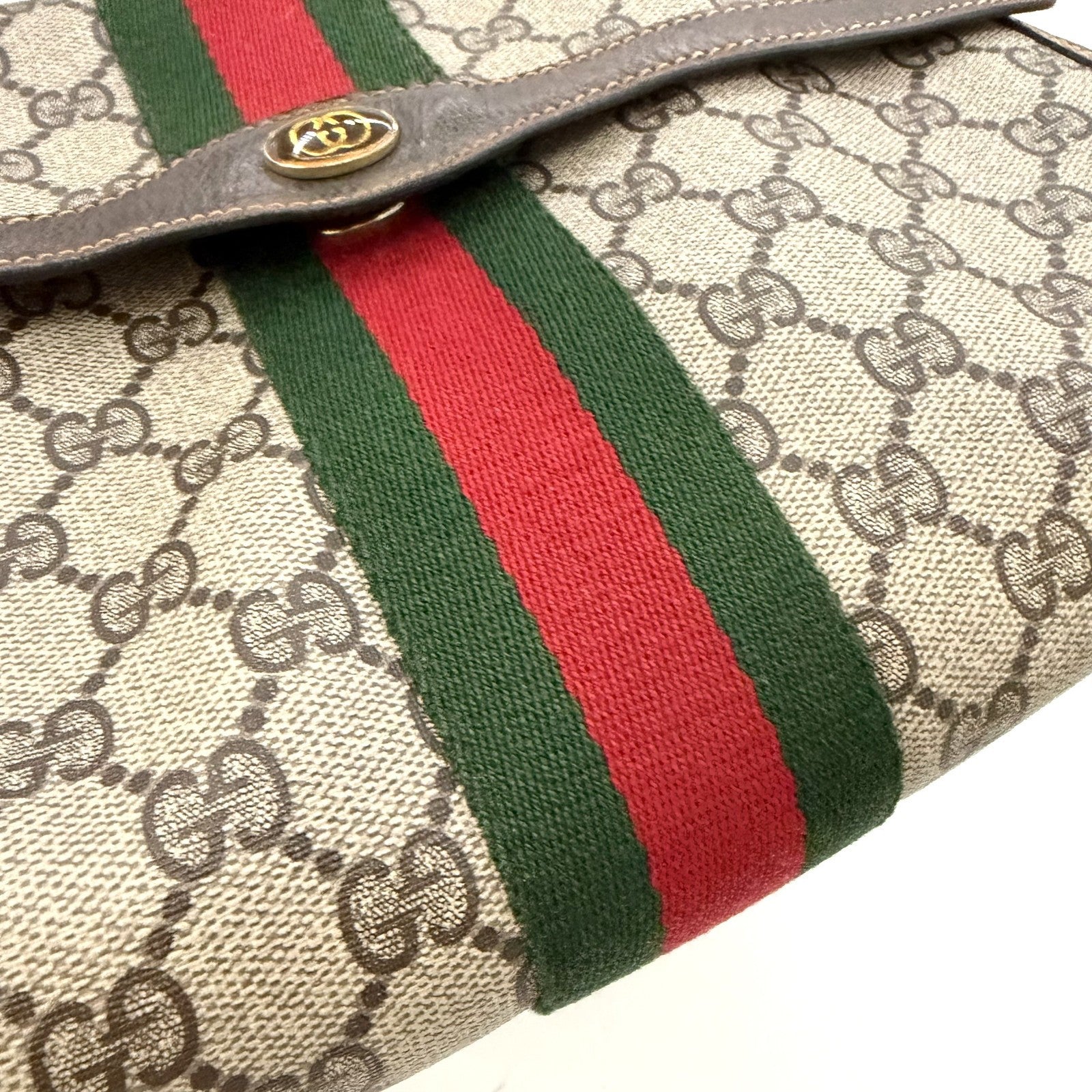 Gucci Sherry Line Clutch Bag - Brown, PVC Leather