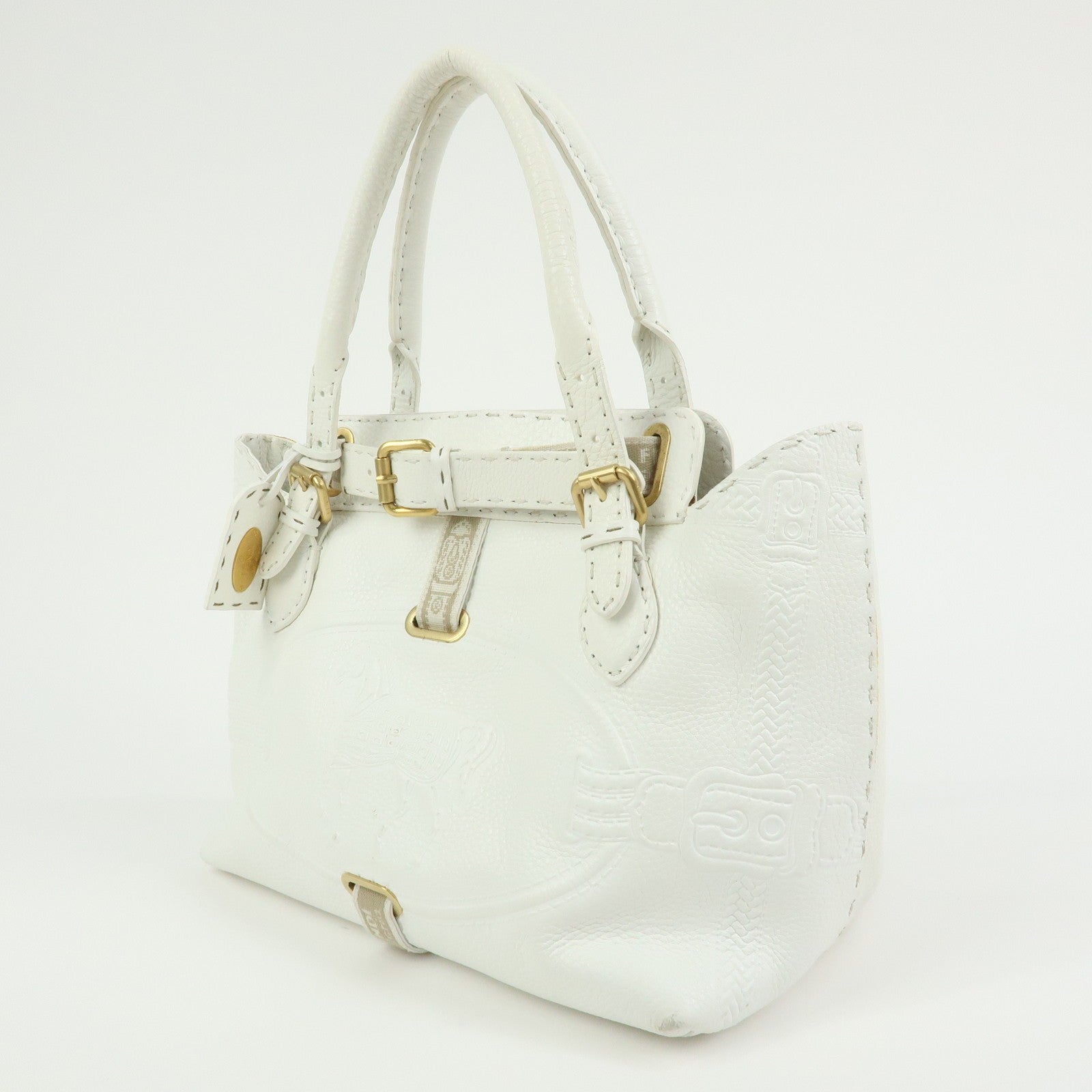 Fendi Hand Tote Bag - White, Leather