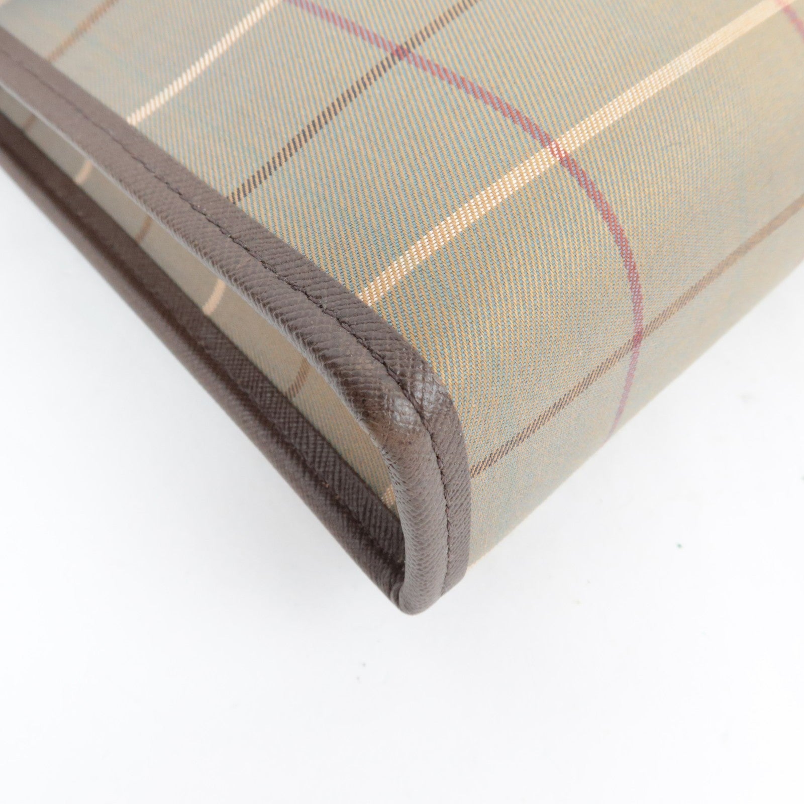 Burberry Plaid Clutch Bag - Khaki Brown, Canvas Leather