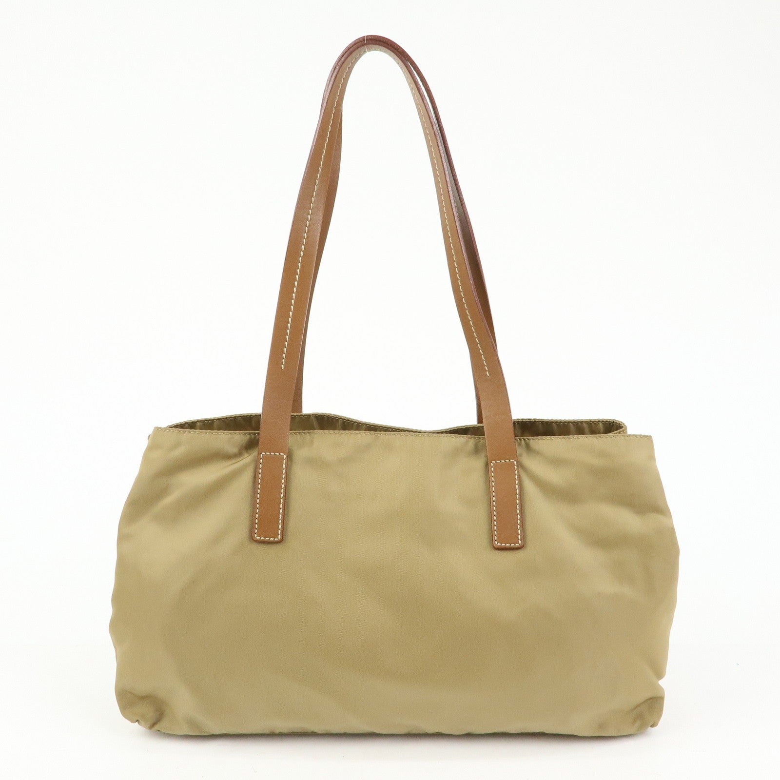 Prada Triangle Logo Tote Bag - Khaki, Nylon