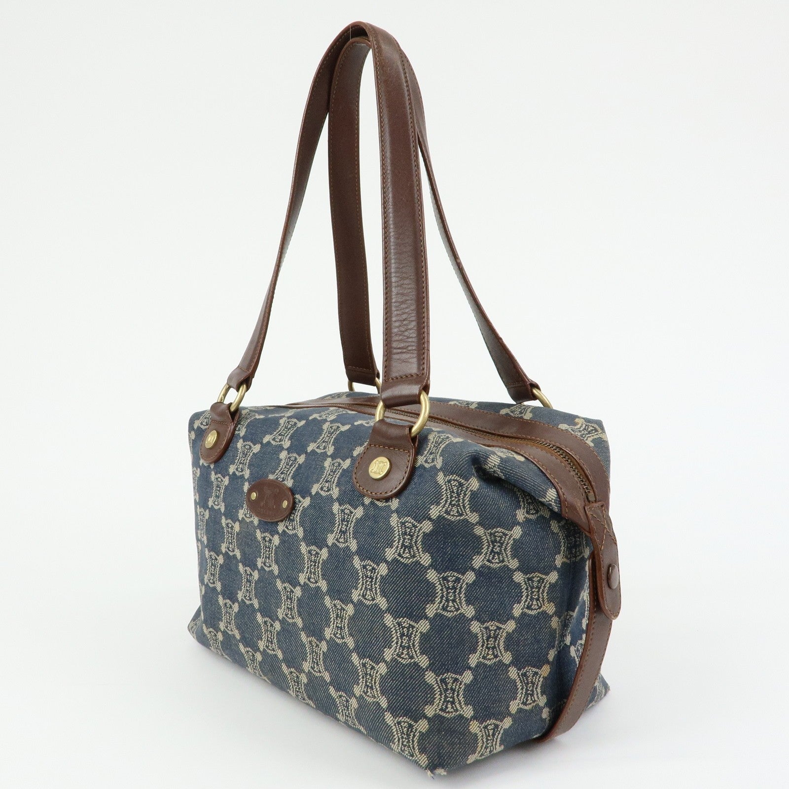 Celine Macadam Shoulder Bag - Blue, Denim and Leather