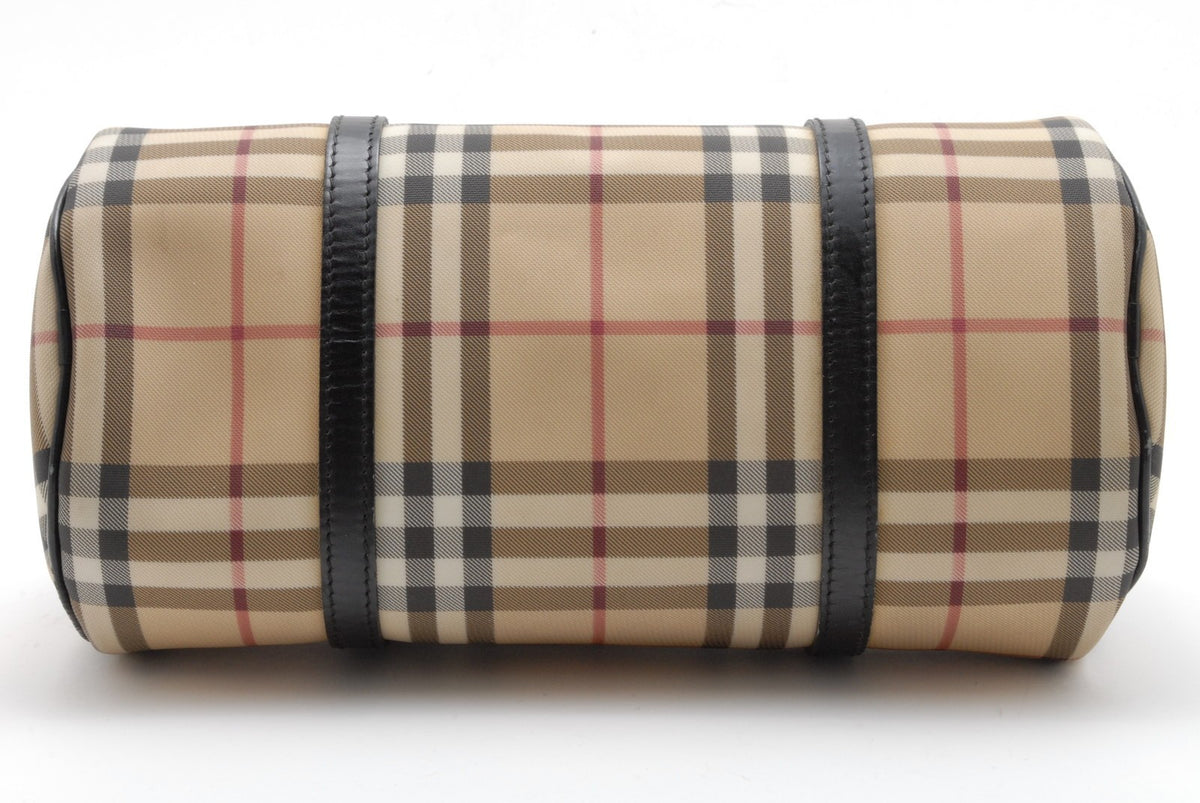 Burberry Nova Check Barrel Handbag - Beige Black, PVC Leather