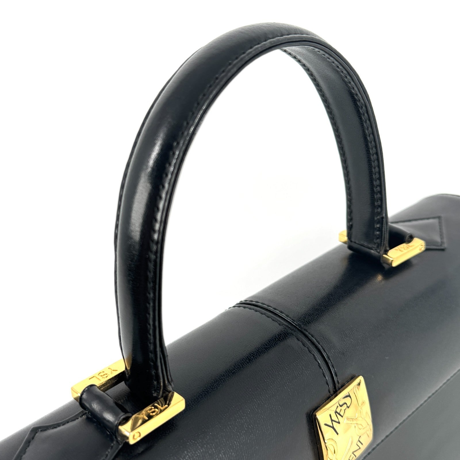Saint Laurent Yves Leather Tote Hand Bag - Black, Leather