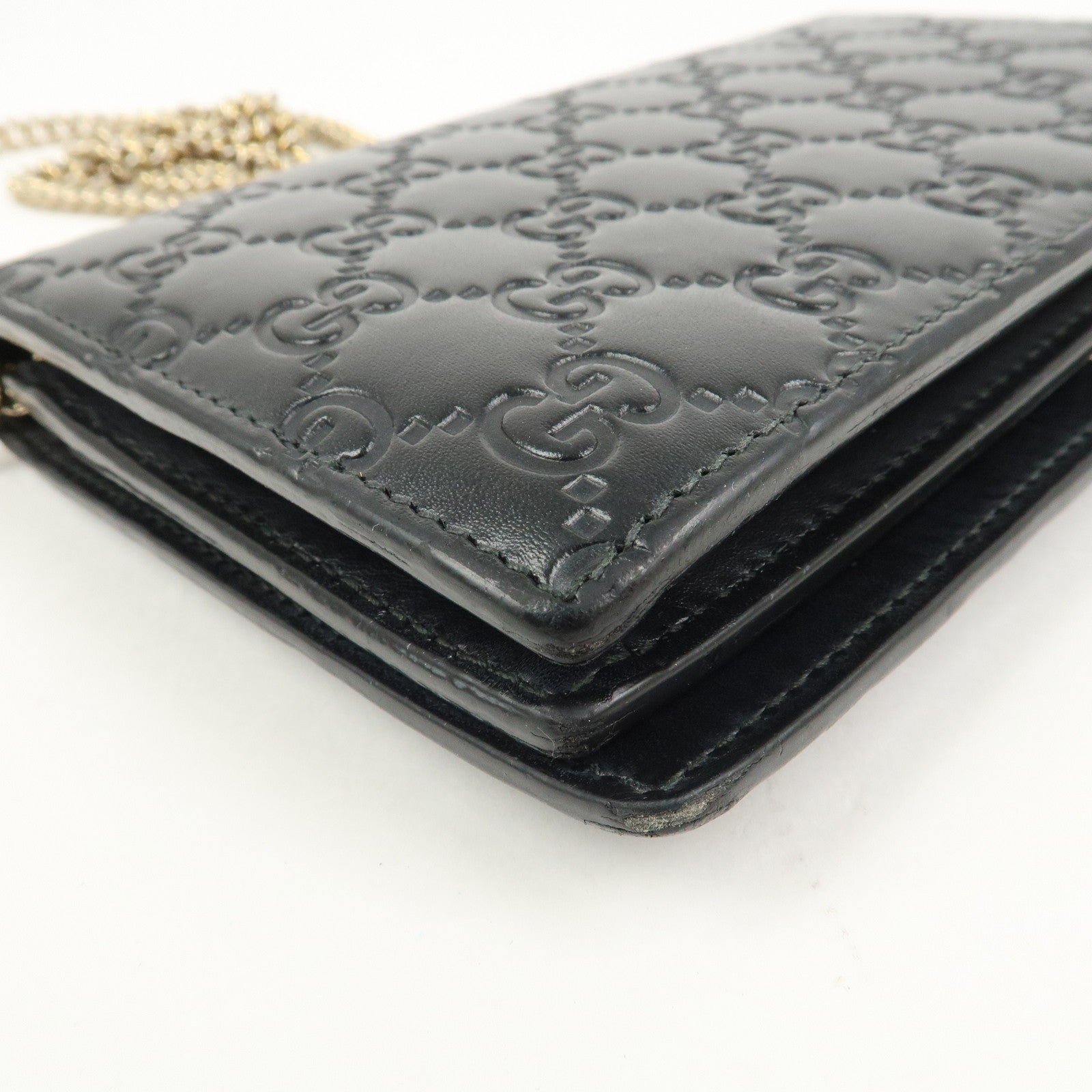 Gucci Interlocking G Guccissima Shoulder Wallet - Black, Leather