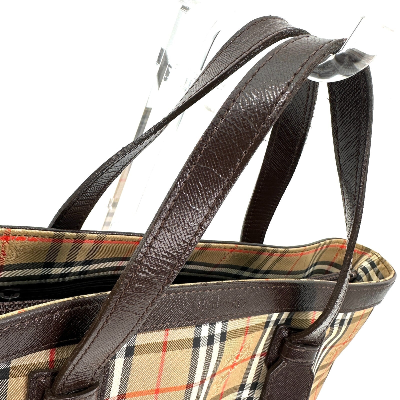 Burberry Nova Check Tote Bag - Brown, Canvas, Leather