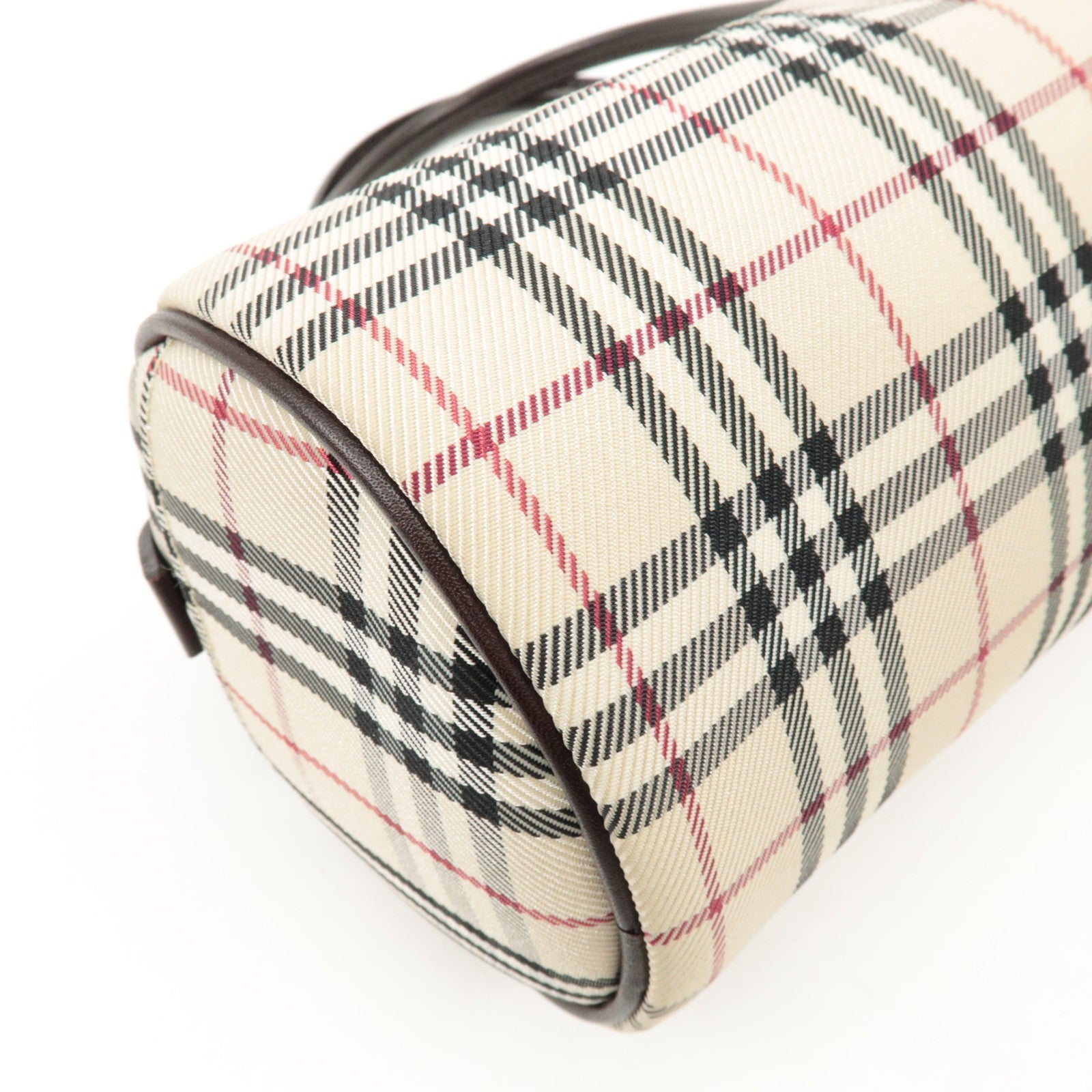 Burberry Nova Plaid Hand Bag - Beige Brown, Leather Canvas