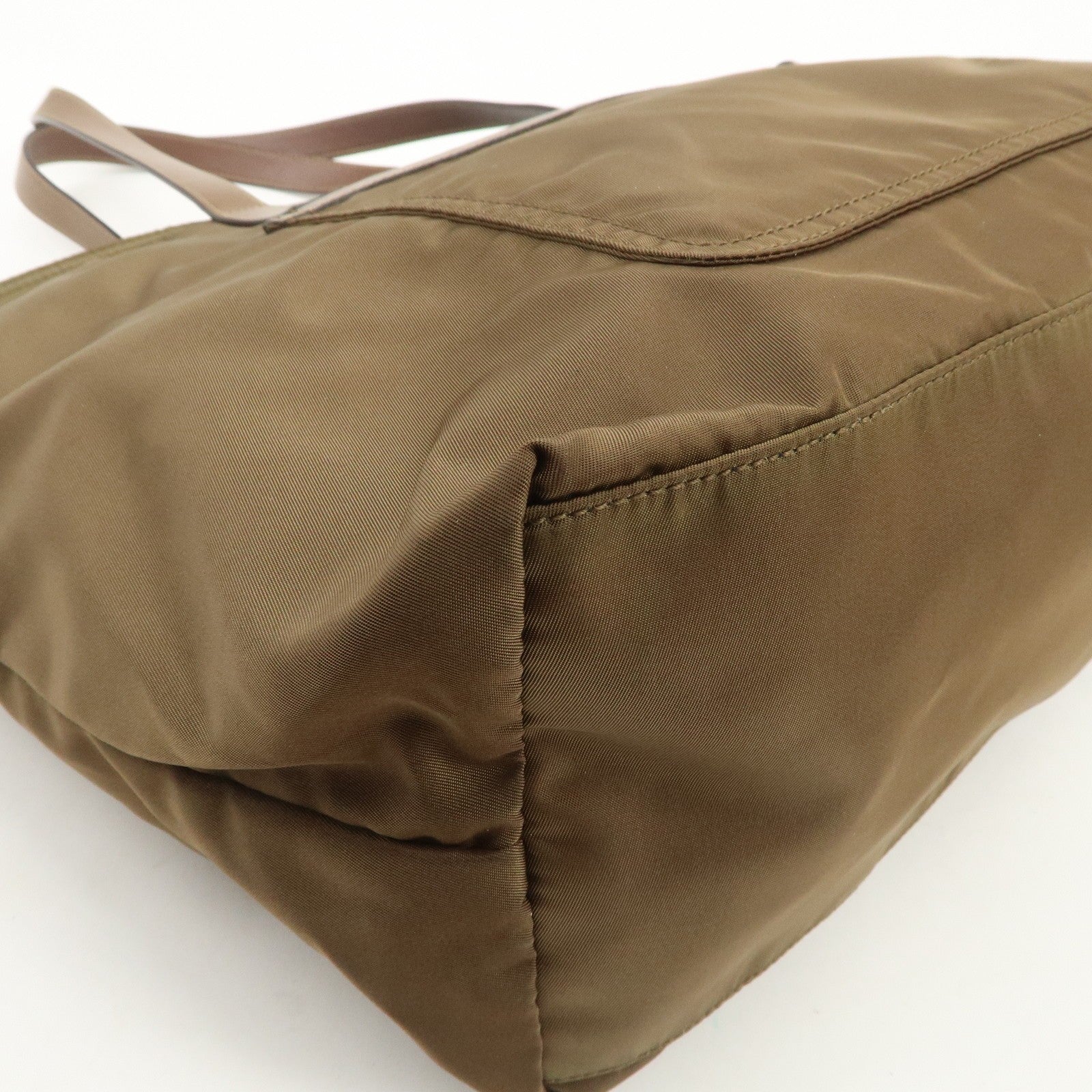 Prada Triangle Logo Tote Bag - Brown, Nylon and Saffiano Leather