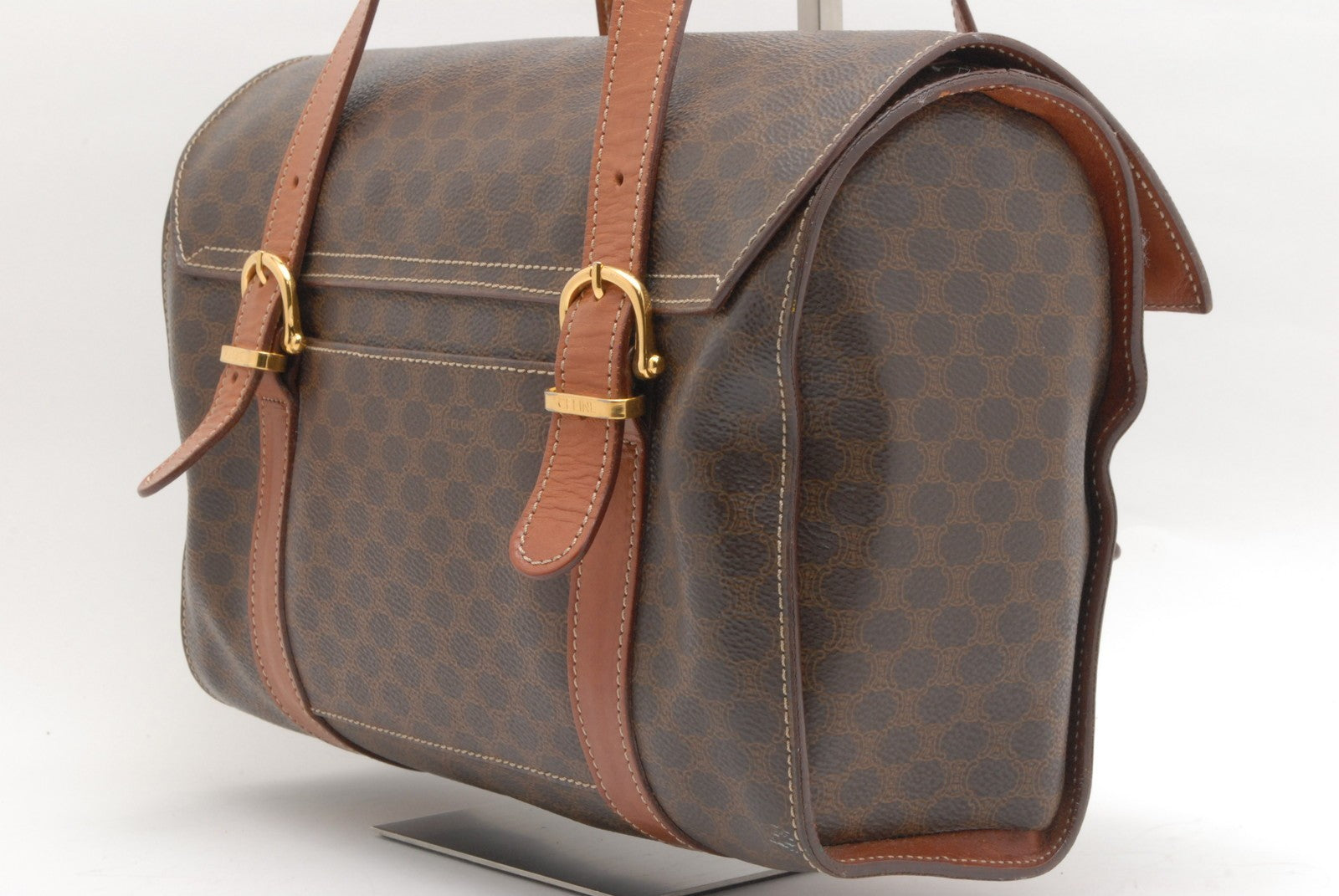 Celine Macadam Boston Handbag - Brown, PVC Leather