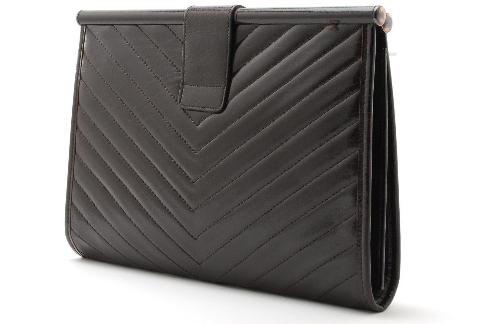 Saint Laurent Yves Clutch Bag - Brown, Leather