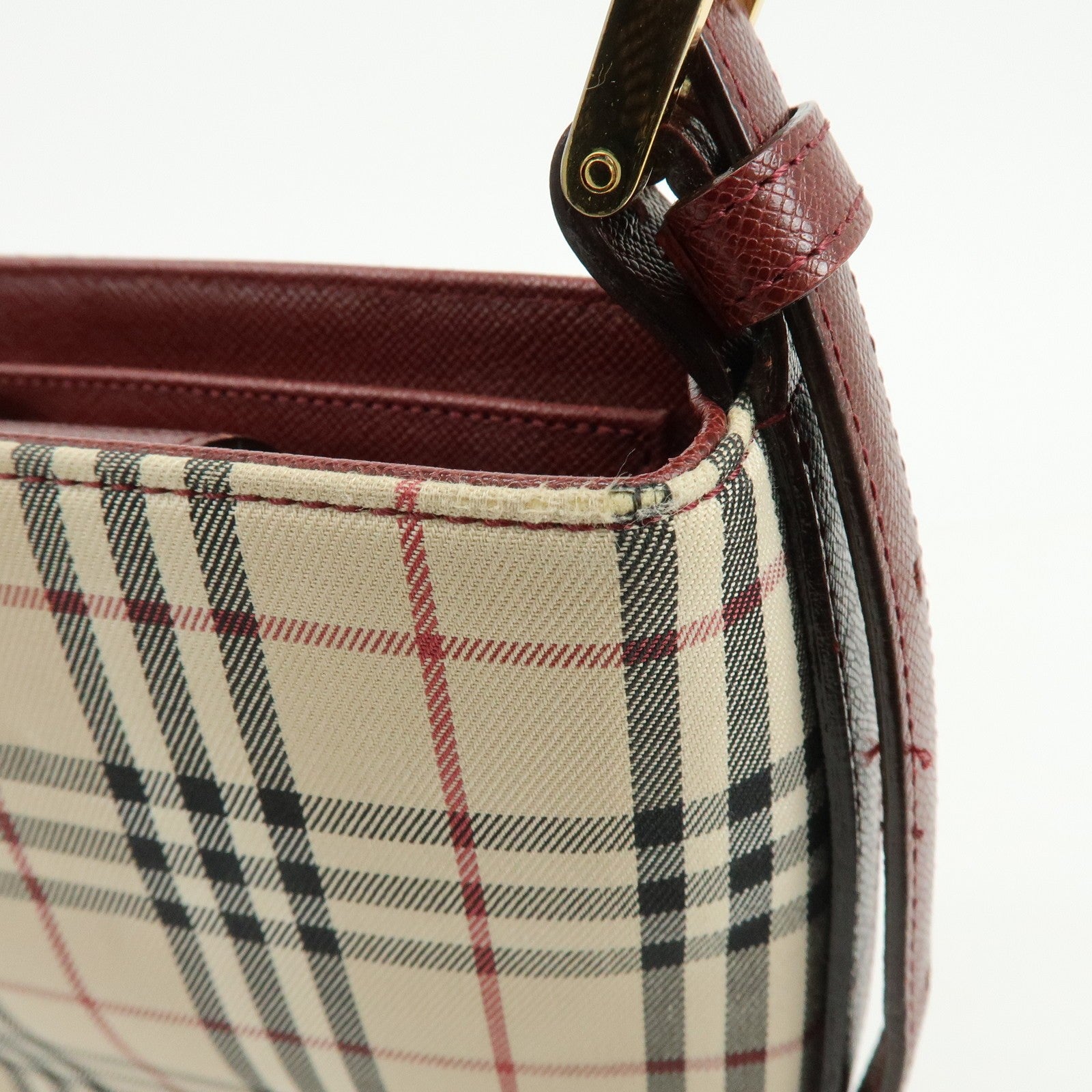 Burberry Shoulder Bag - Beige, Bordeaux, Canvas Leather