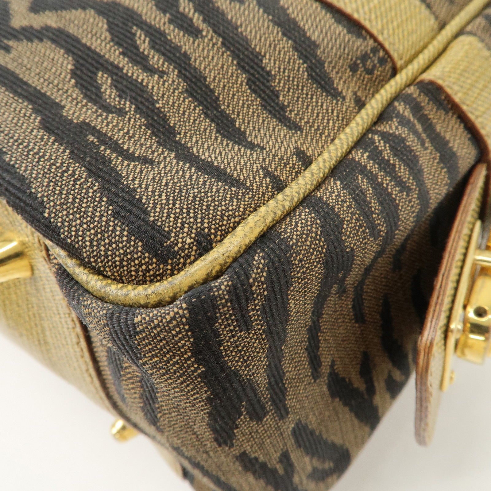 Fendi 2Way Hand Bag - Zebra Print Black Brown, Leather Canvas