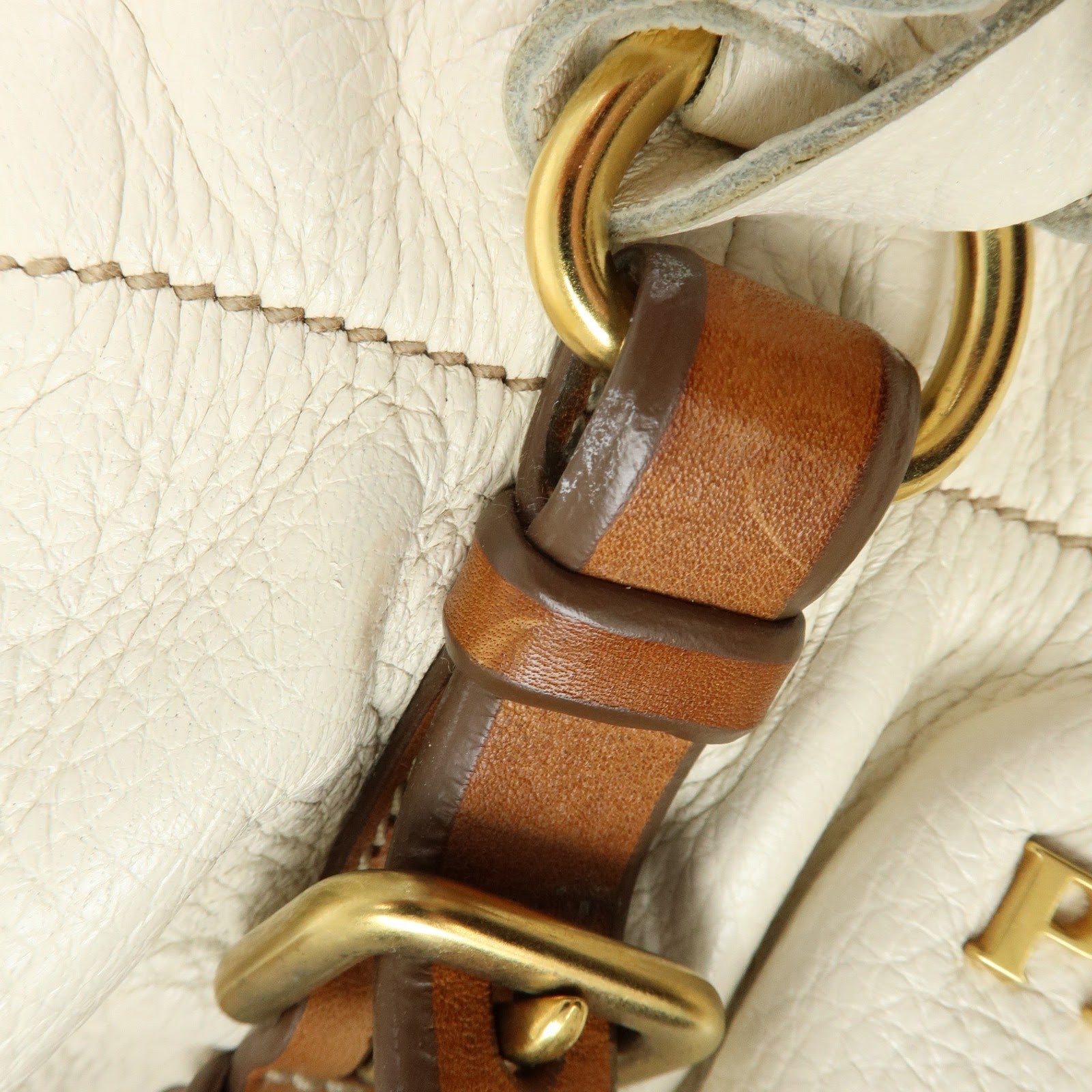 Prada BN1773 Hand Bag - Ivory Brown, Leather