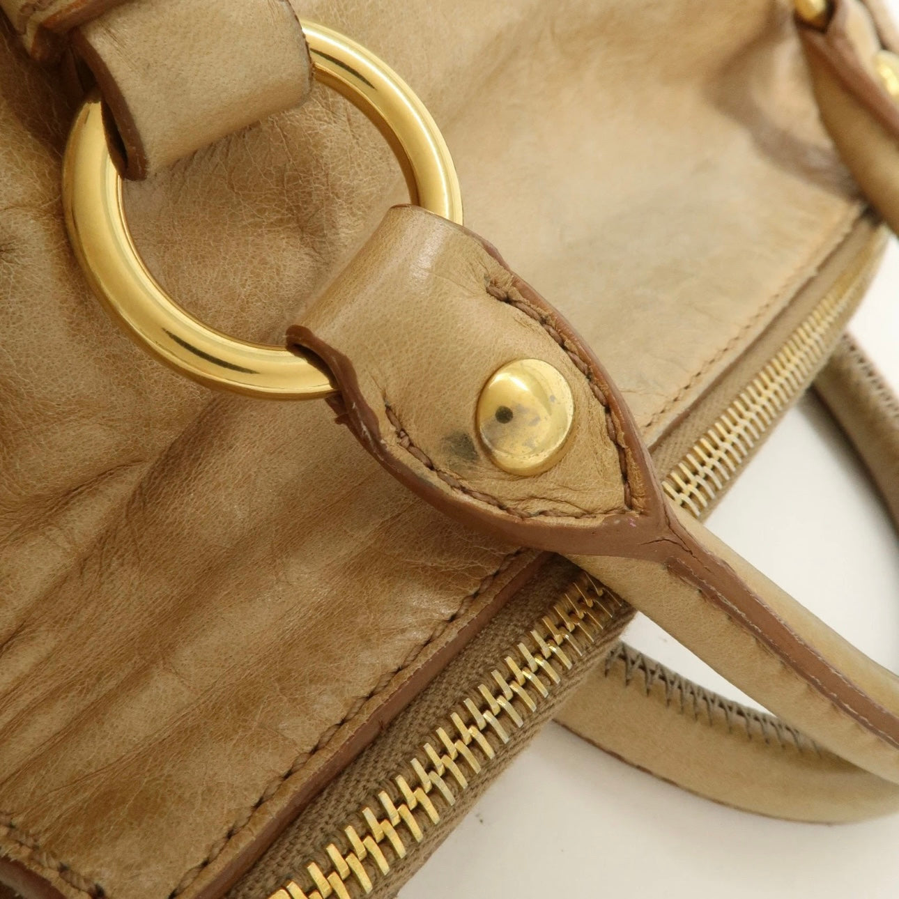 MIU MIU Leather 2Way Bag- Beige