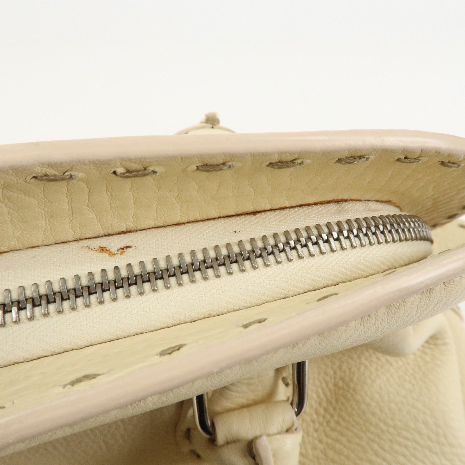 Fendi Boston Hand Bag - Cream, Leather