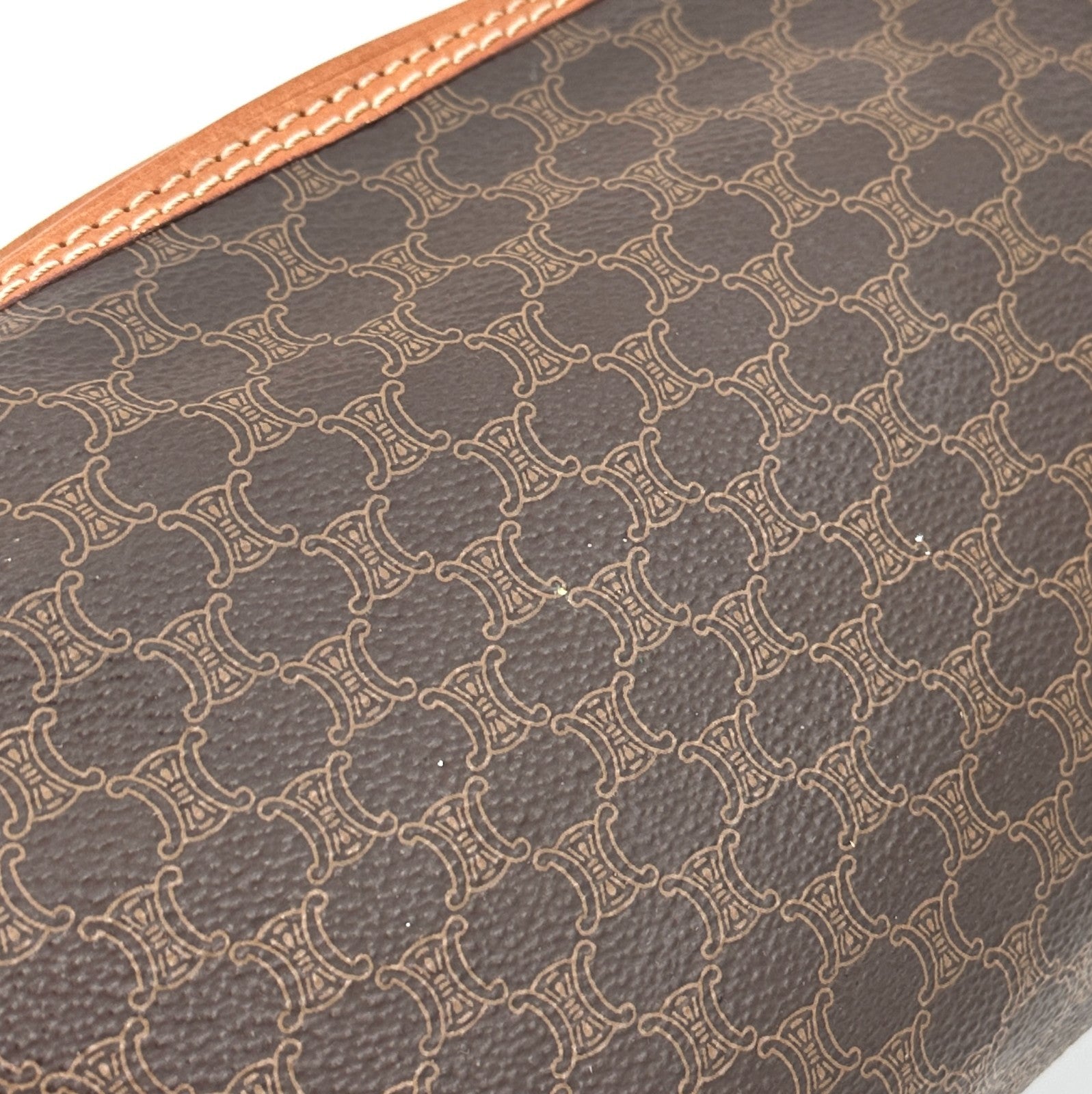 Celine Macadam Makeup Cosmetic Pouch - Brown, PVC Leather
