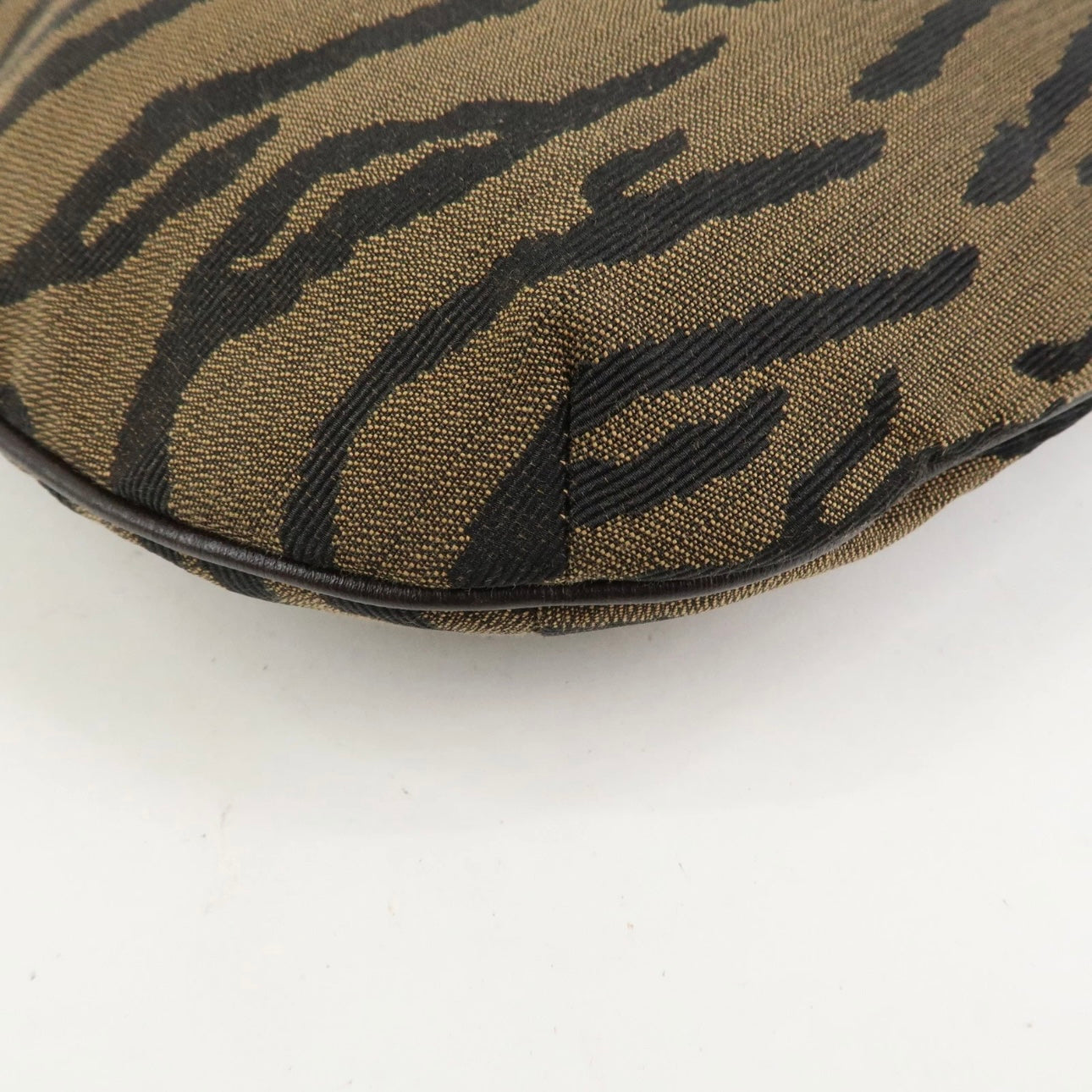 FENDI Canvas Leather Shoulder Bag Hand Bag Zebra Motif