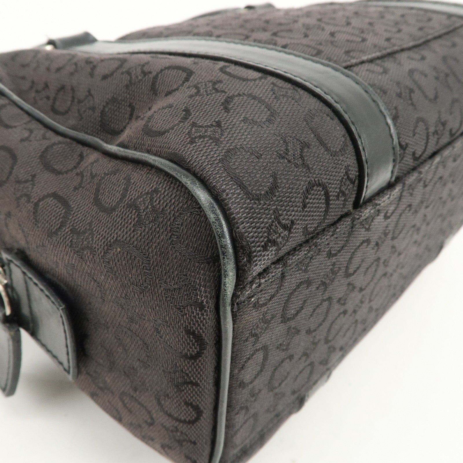 Celine C Macadam Boston Hand Bag - Black, Canvas, Leather