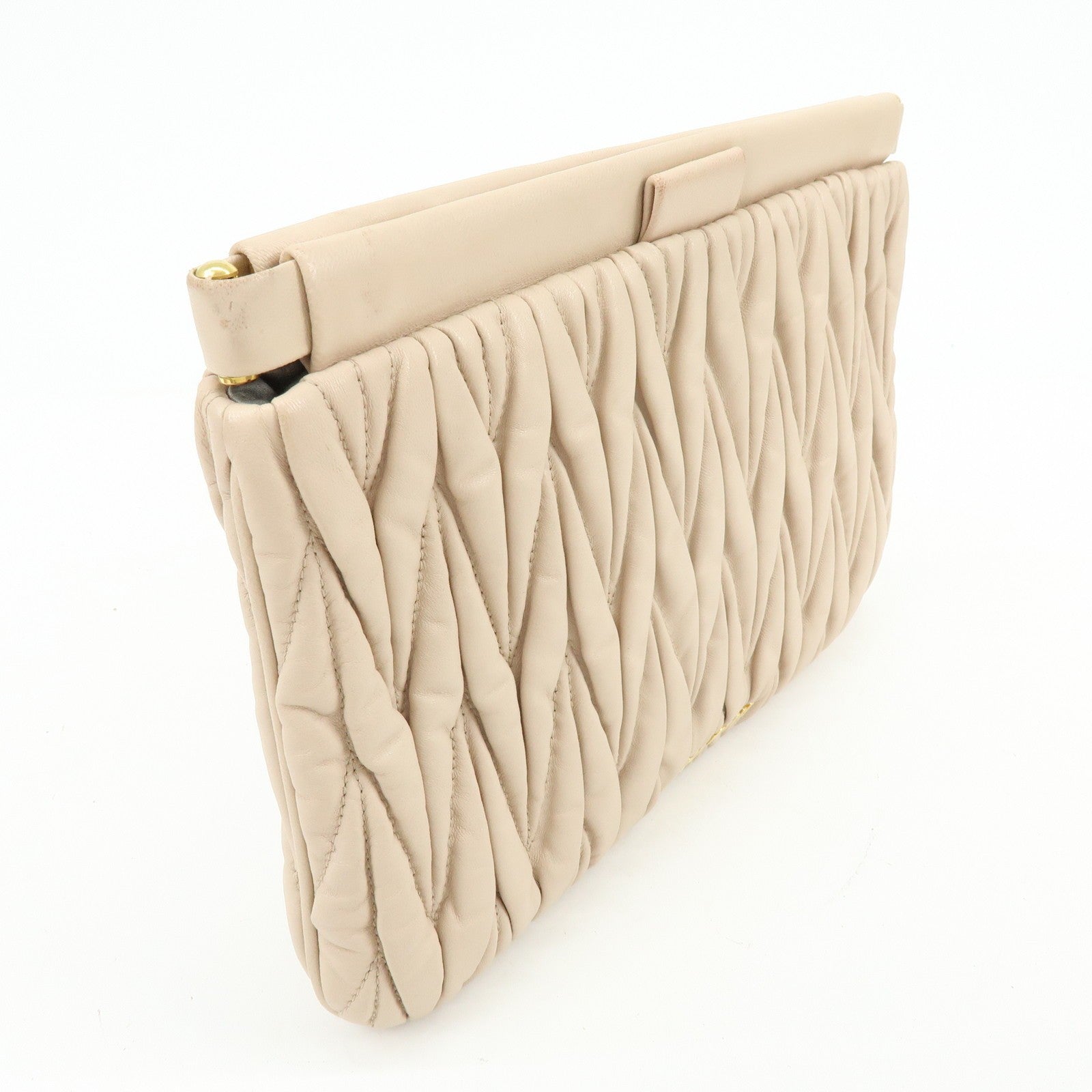 Miu Miu Clutch Bag - Beige, Nappa Leather