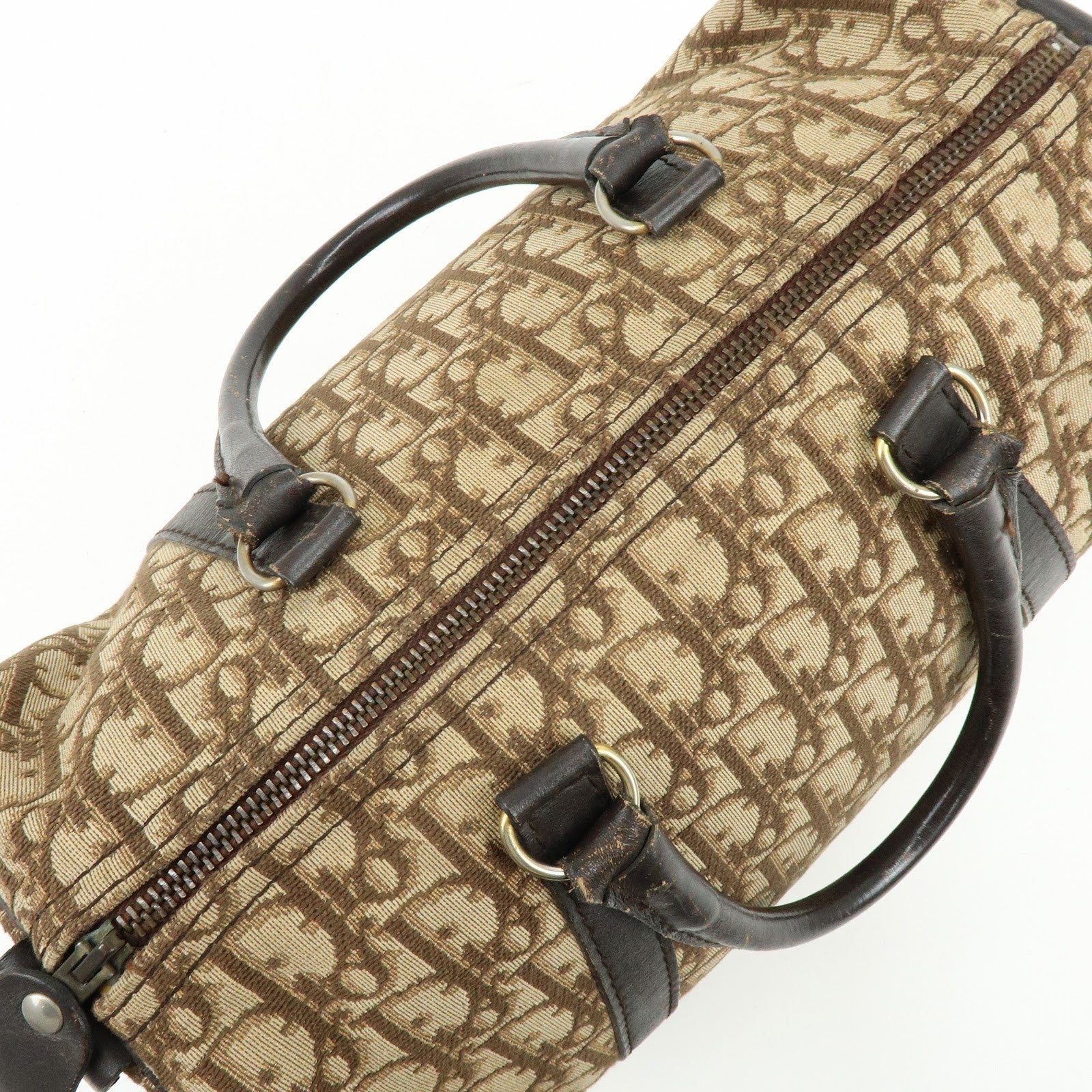 Christian Dior Trotter Jacquard Boston Bag - Brown, Jacquard Canvas and Leather