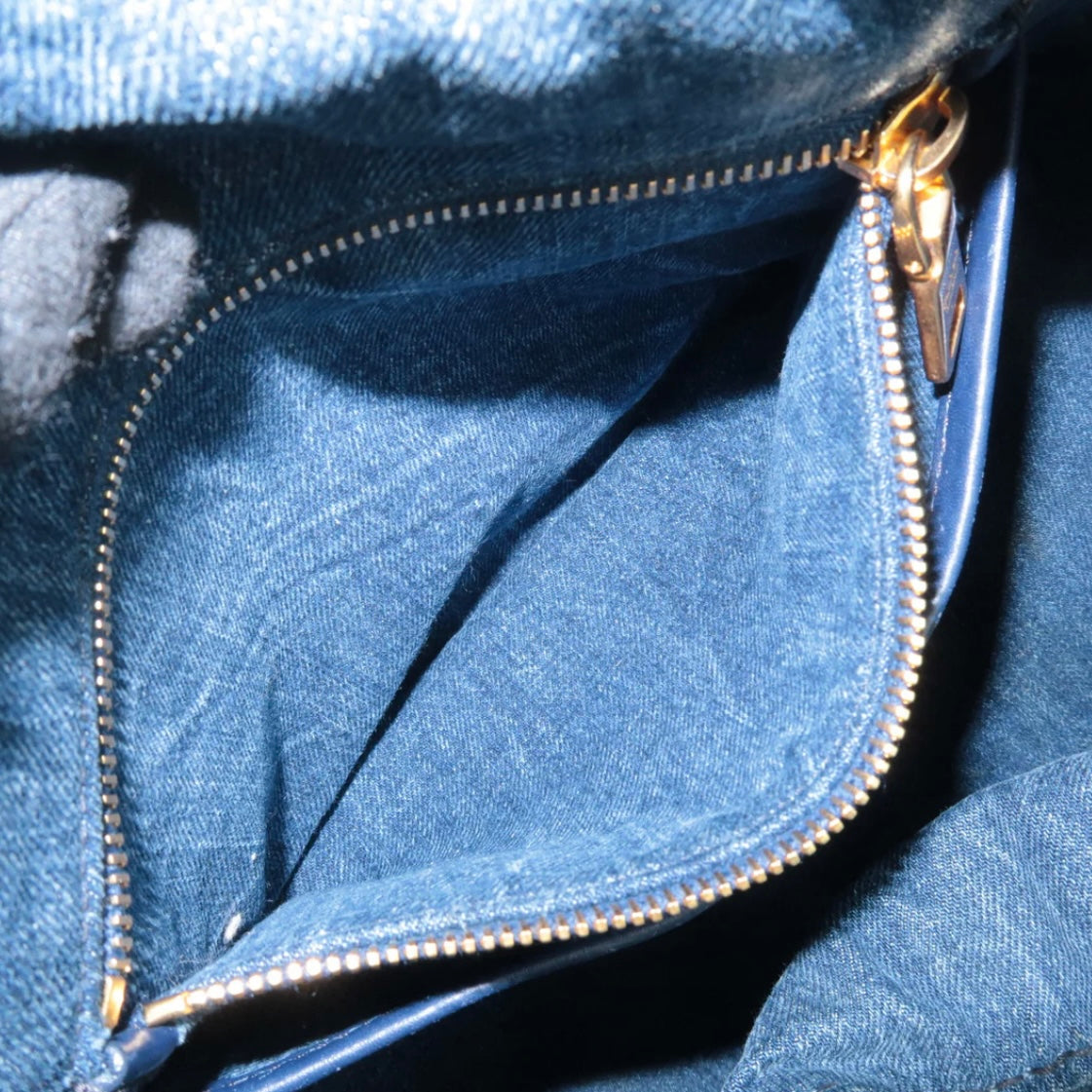 Prada Canapa Large Canvas Tote Bag Hand Bag Denim Blue