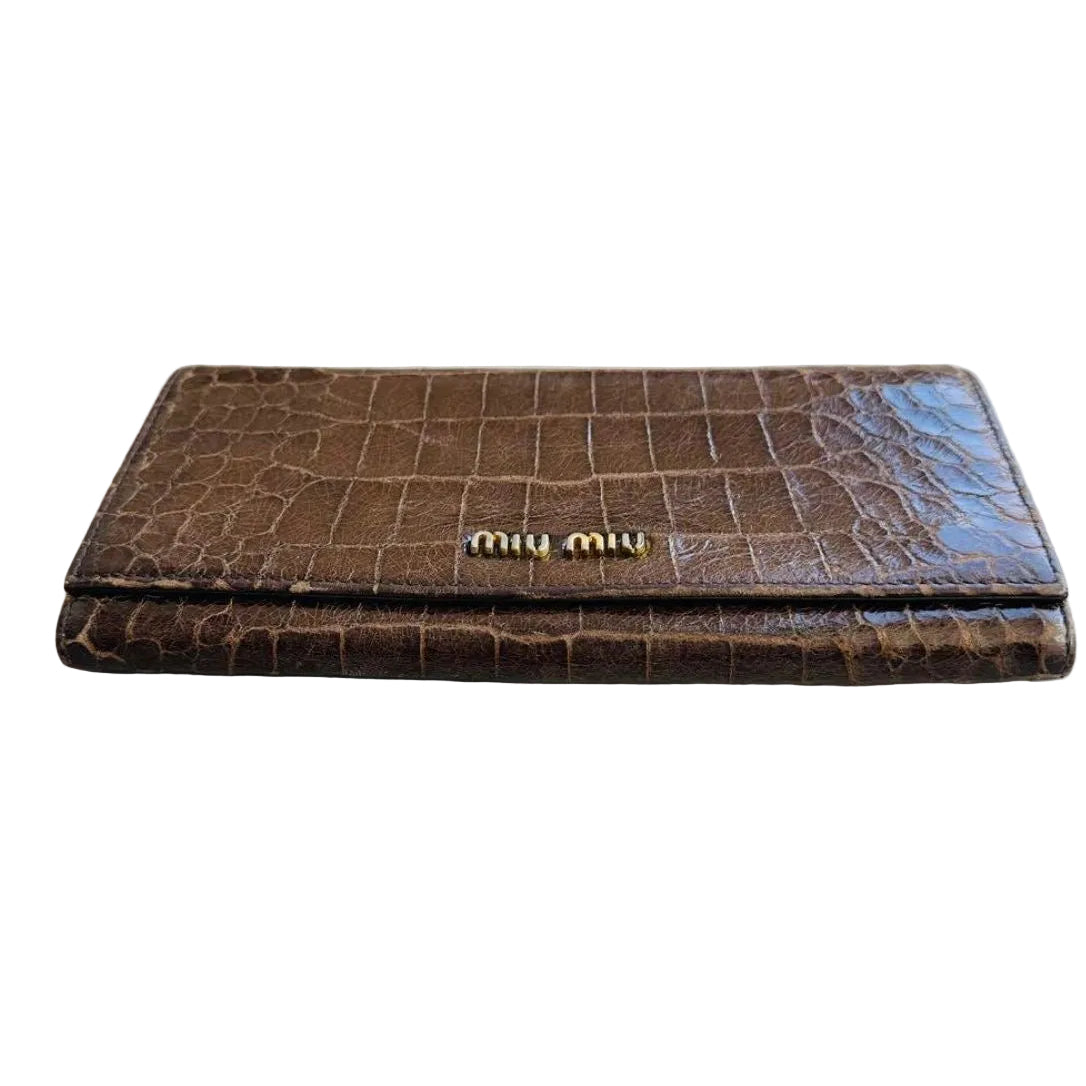 Miu Miu Brown Croco Wallet