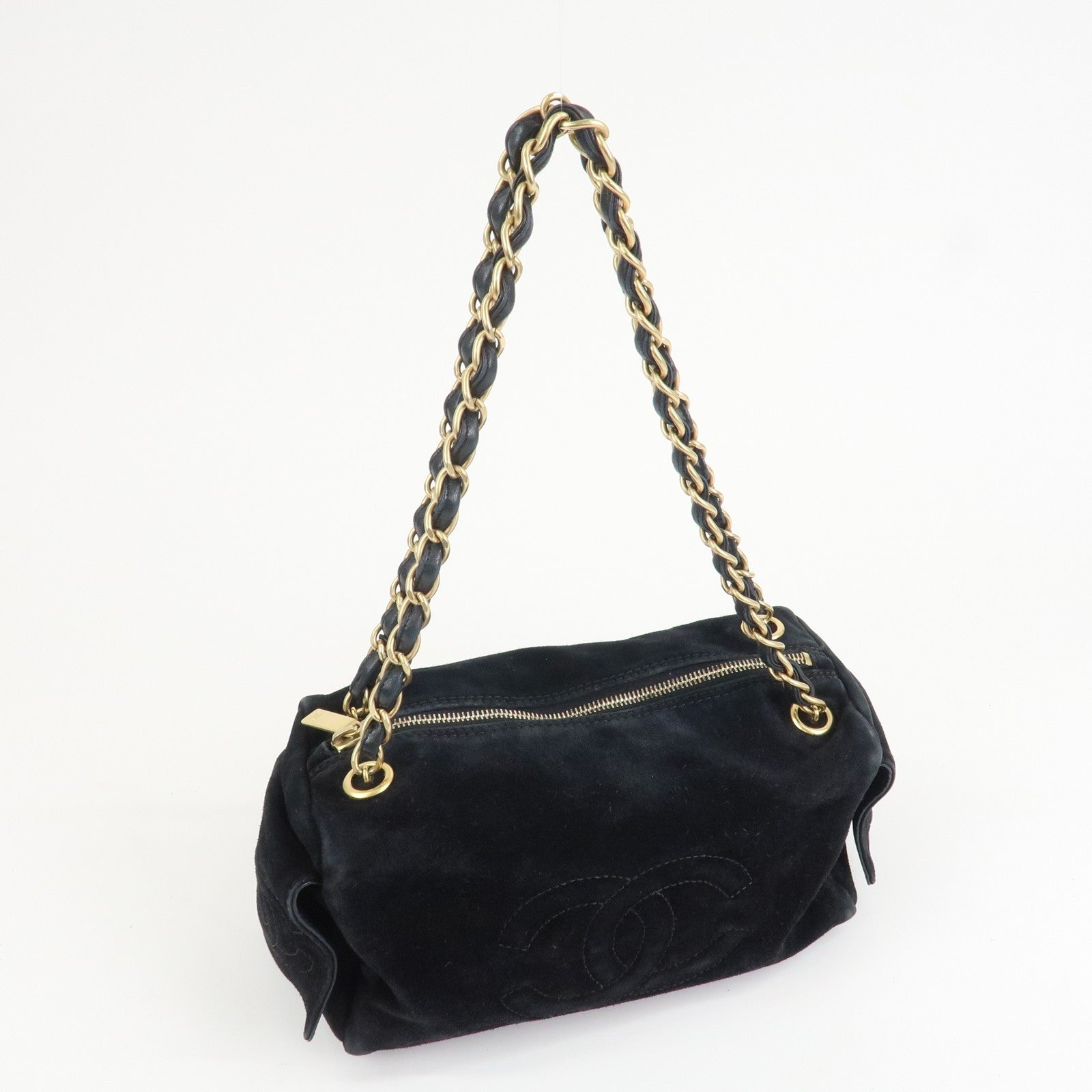 Chanel COCO Mark Shoulder Bag - Black, Suede Leather