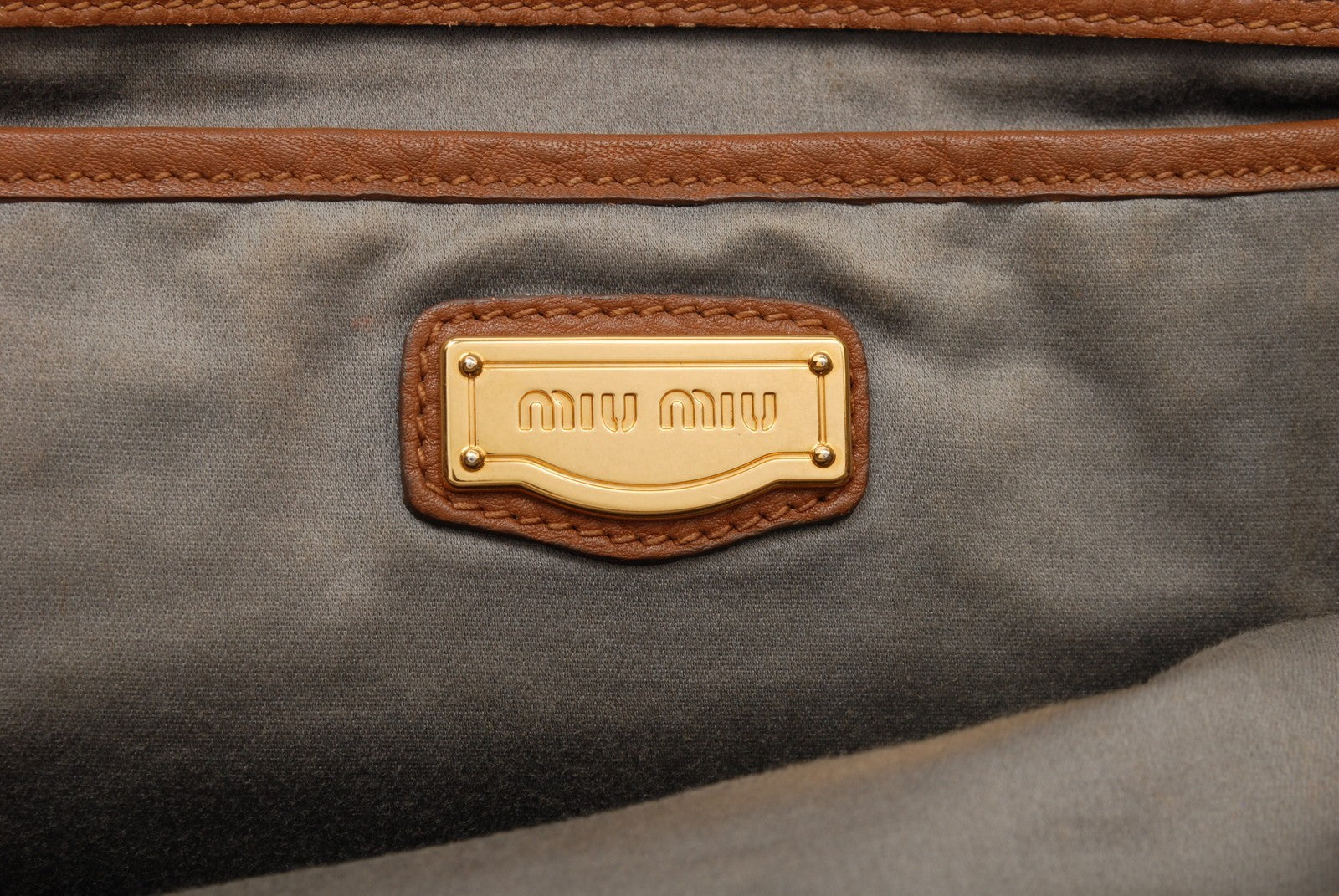 Miu Miu Vitello Lux Tote Handbag - Brown, Leather