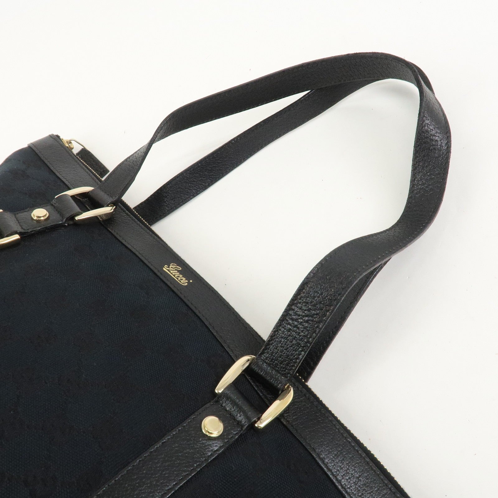 Gucci Abbey Tote Bag - Black, GG Canvas, Leather