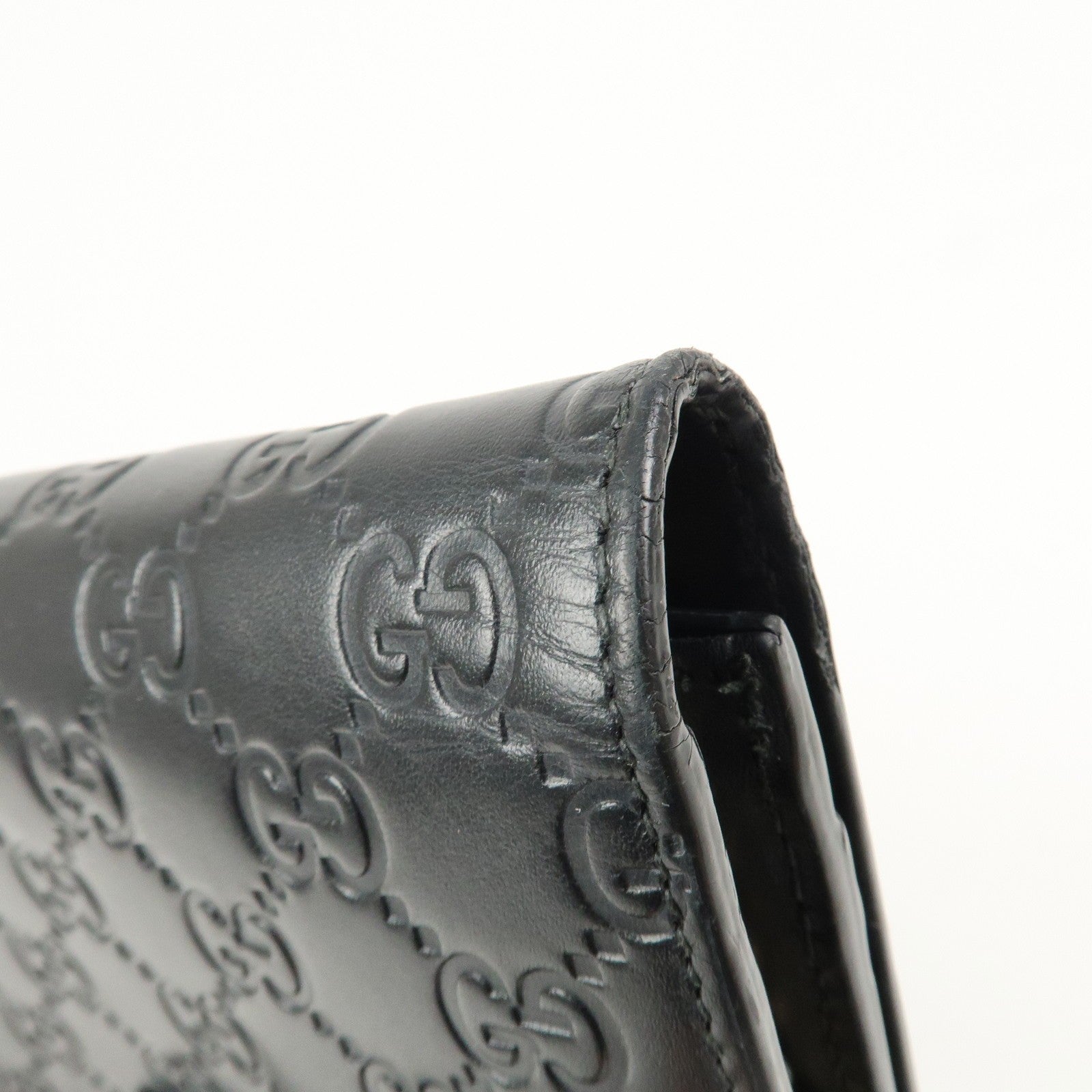 Gucci Interlocking G Guccissima Shoulder Wallet - Black, Leather