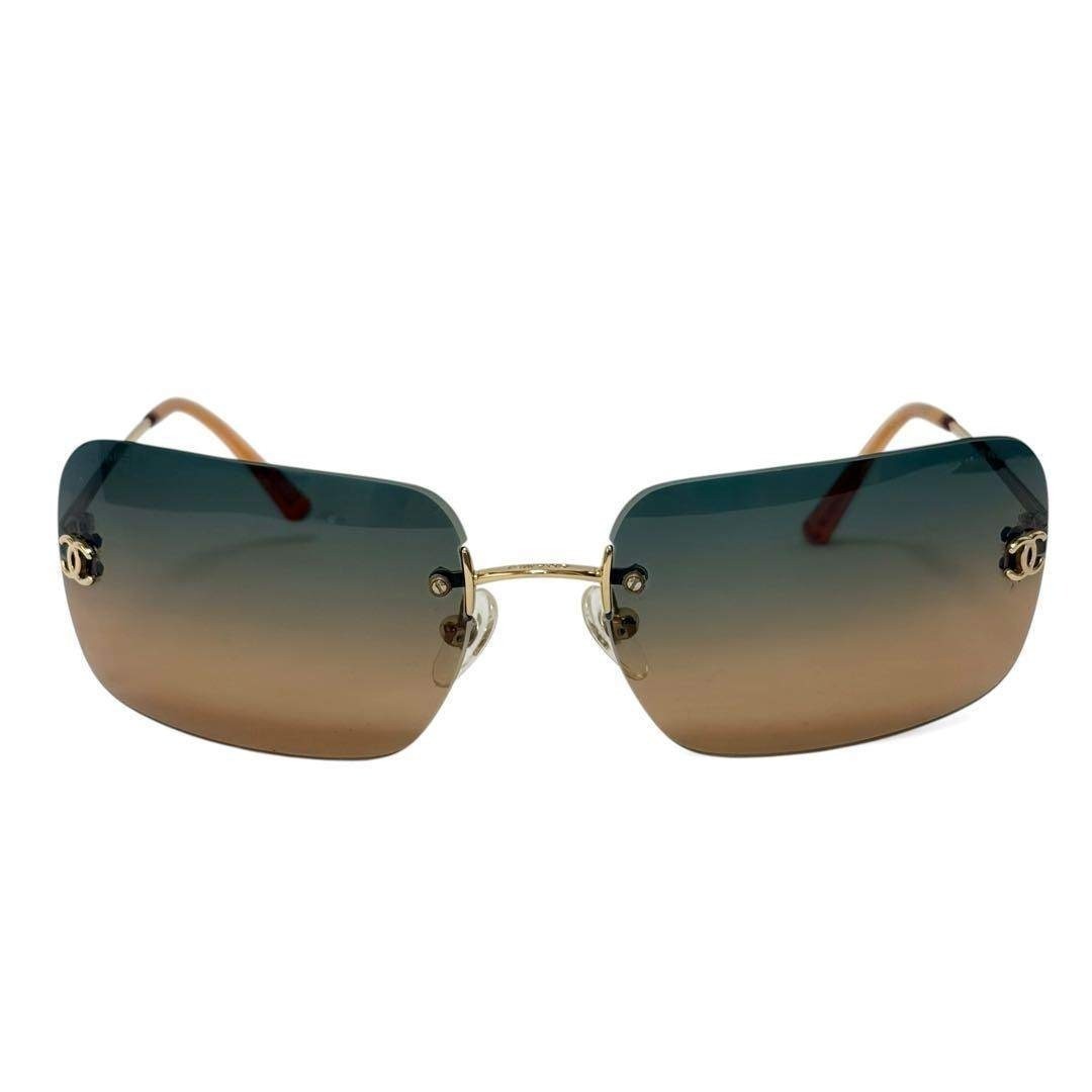 Chanel Rimless Sunglasses - Green, Orange, Gold, N/A