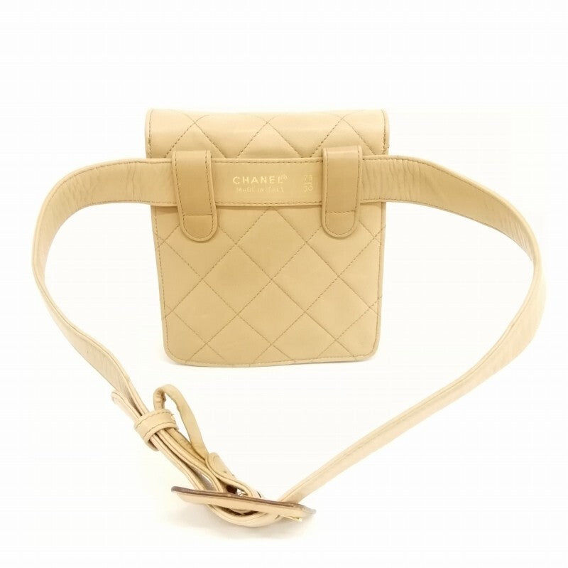 Chanel Bicolor Matelasse Waist Pouch Bag - Beige, Lambskin