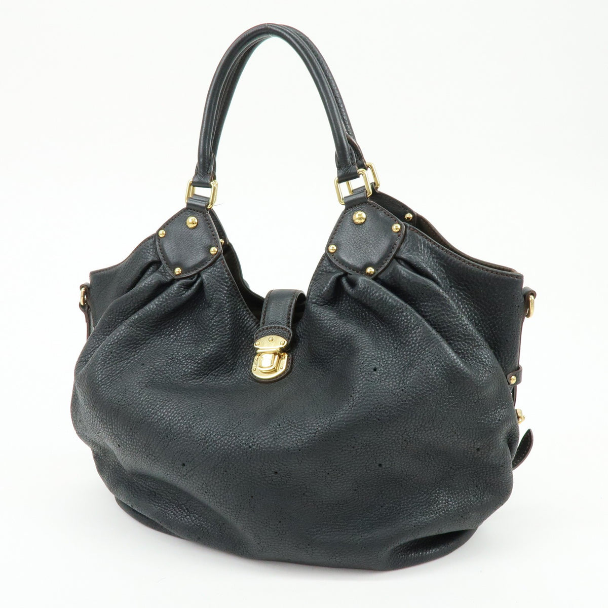 Louis Vuitton Monogram Leather Mahina L Shoulder Bag Noir